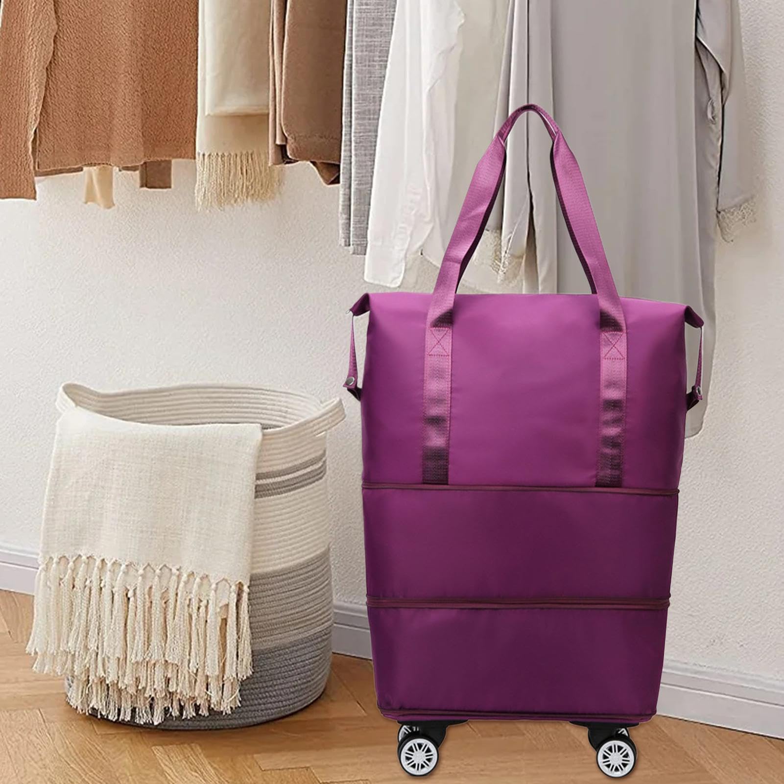 Borsone da viaggio espandibile, organizer da viaggio di grande capacità, design leggero, forniture da viaggio per viaggi di fine settimana, affari, vacanze, Viola, Refer to description, Unisex