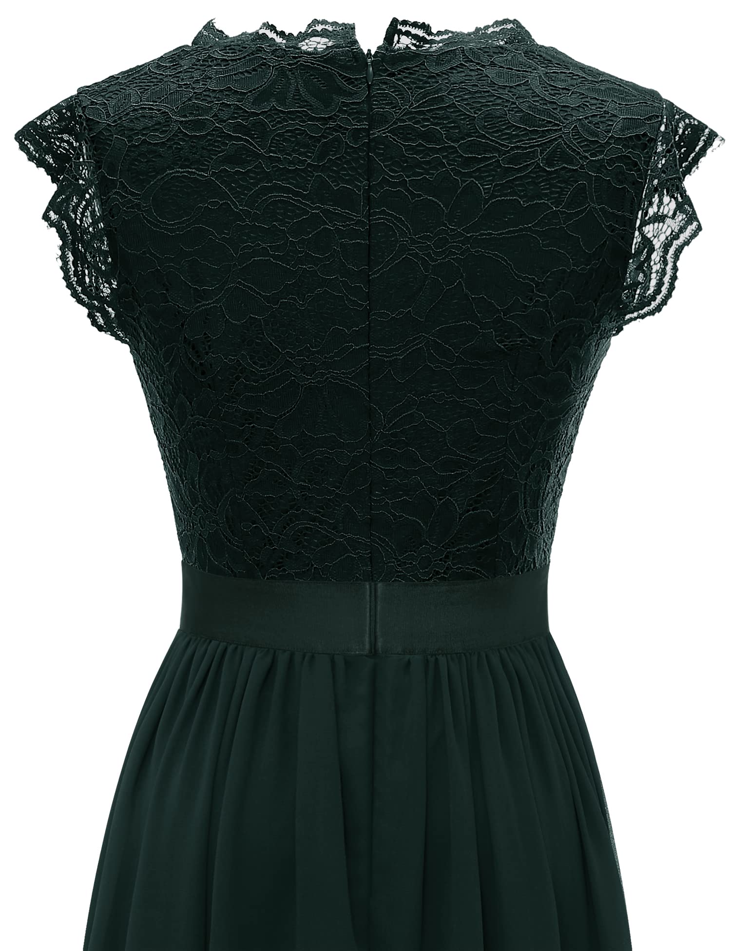 Dressystar Damen Abendkleid Lang Elegant für Hochzeit Spitze Chiffon Maxi Ballkleider Flügelärmel Cocktailkeider