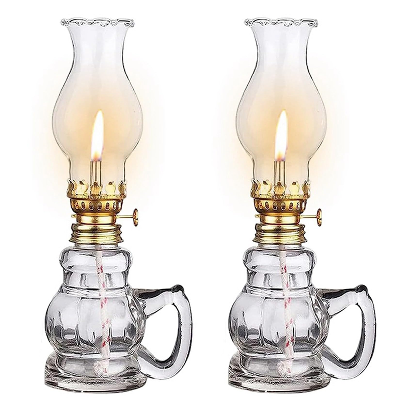 IJSDNVJNDX Clear Lamp Lantern,Oil Lamp Glass Chamber Oil Lamps 2PCS, Home Lighting for Tabletop Decor