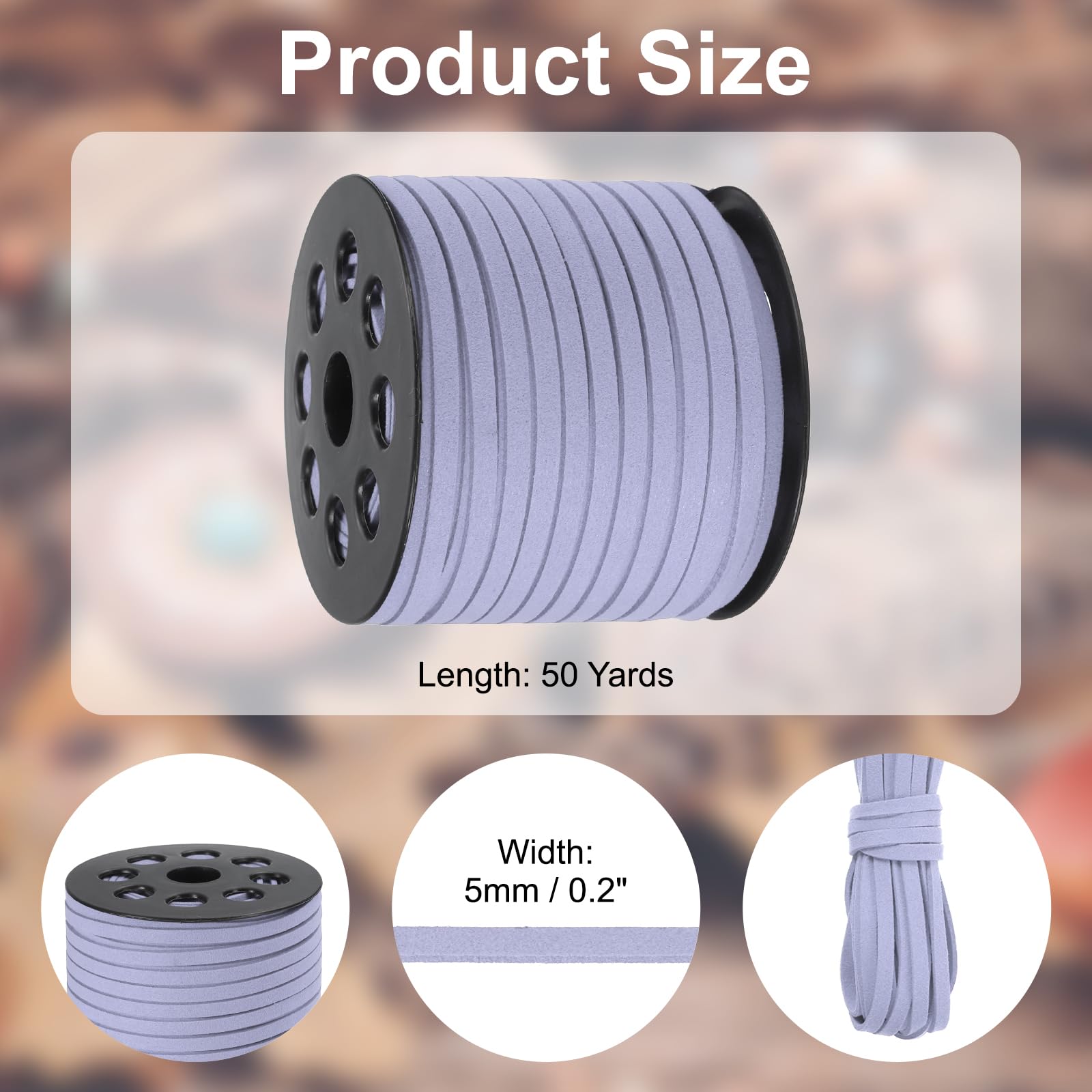 PATIKIL 50 Yards x 5mm Faux Suede Leather Cord, Leather Lace String for Bracelet Necklace Beading Making DIY Crafts, Purple - Image 2