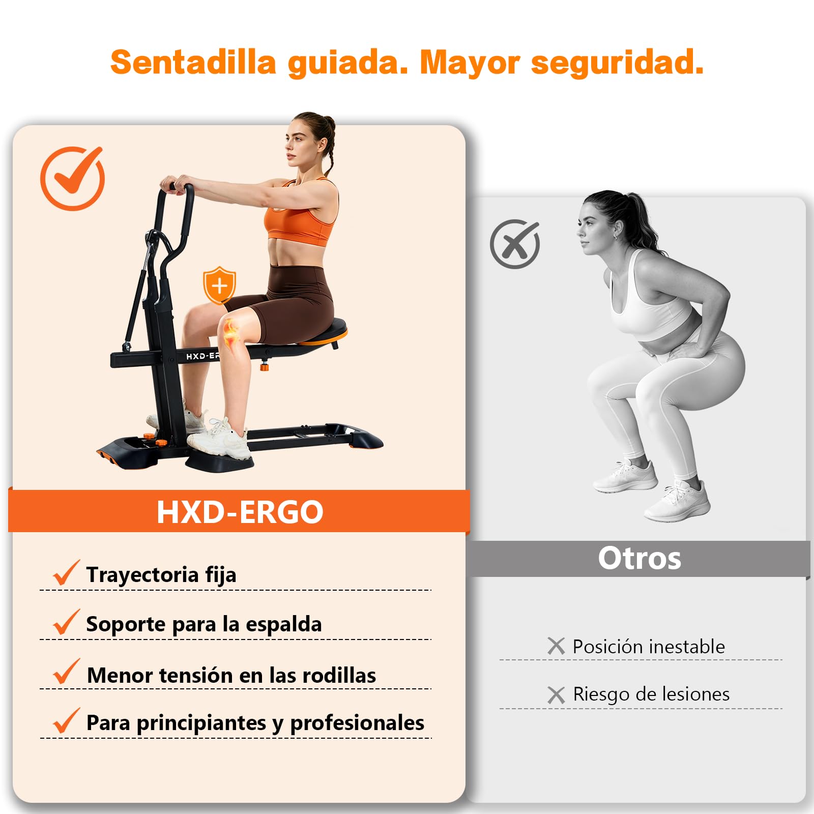 HXD-ERGO Máquina Sentadillas Estable de Acero para Glúteos y Piernas