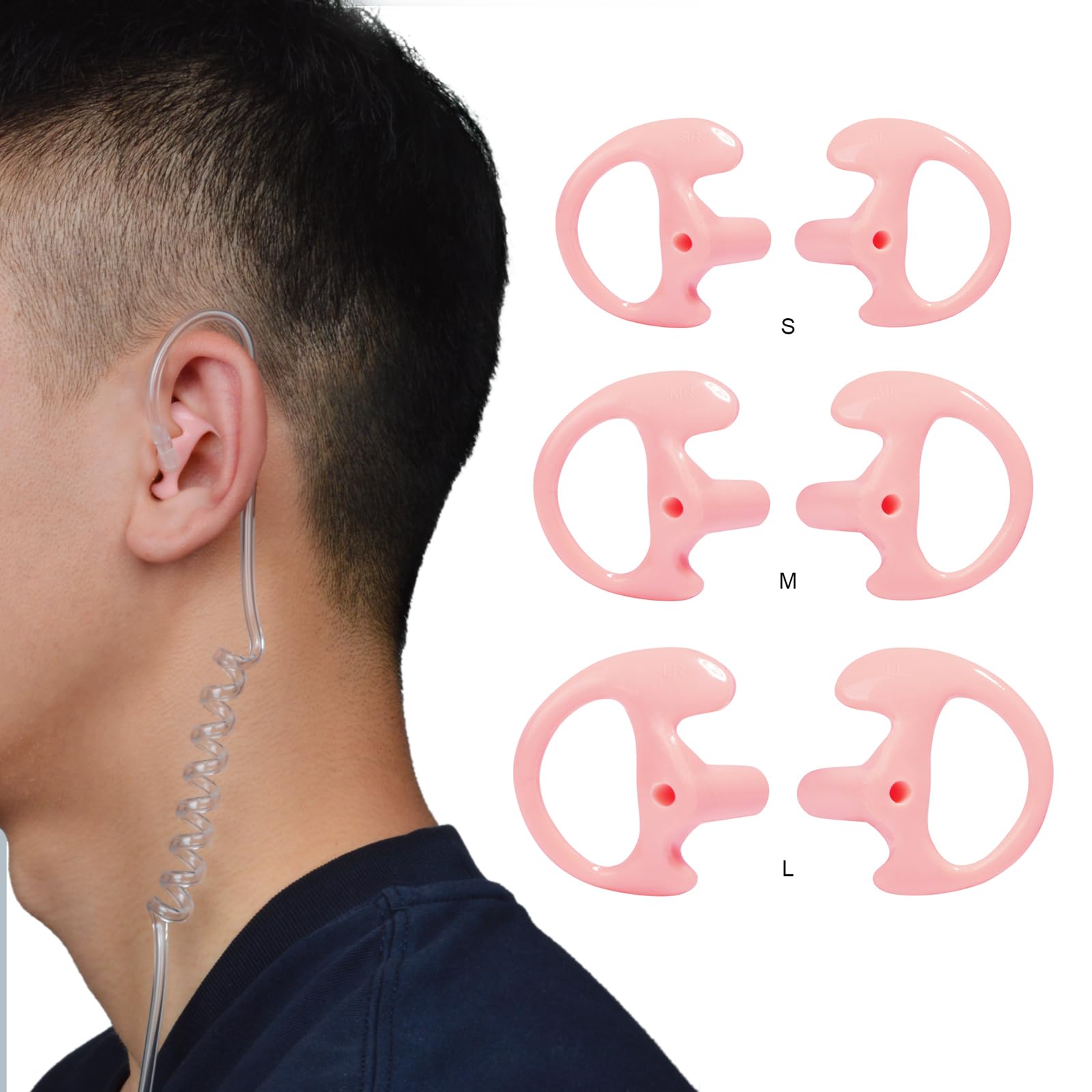 UAYESOK Replacement Earmold Soft Silicone Ear Buds Eartips for Motorola Kenwood Two Way Radio Air Acoustic Coil Tube Walkie Talkie Covert Earpiece Headset (SML*2 - Image 2