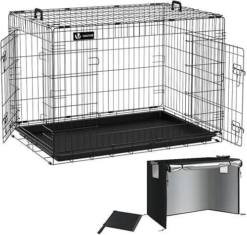 VOUNOT® Cage pour Chien Pliable avec 2 Portes Verrouillables et