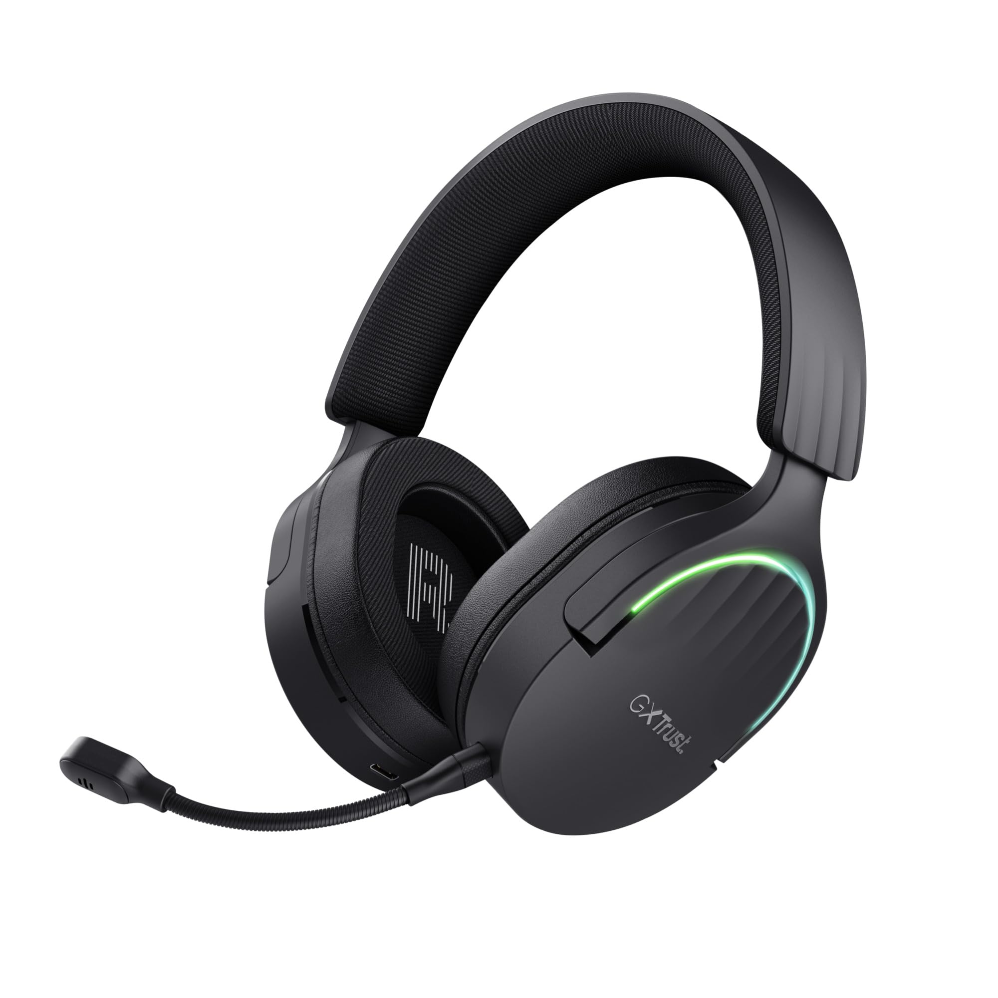 Trust Gaming GXT 491 Fayzo Cuffie Gaming Wireless Bluetooth + 2.4 GHz, Audio Surround 7.1, Batteria da 22 Ore, 85% Plastica Riciclata, RGB Cuffie Bluetooth Over Ear PC PS5 PS4 Switch - Nero