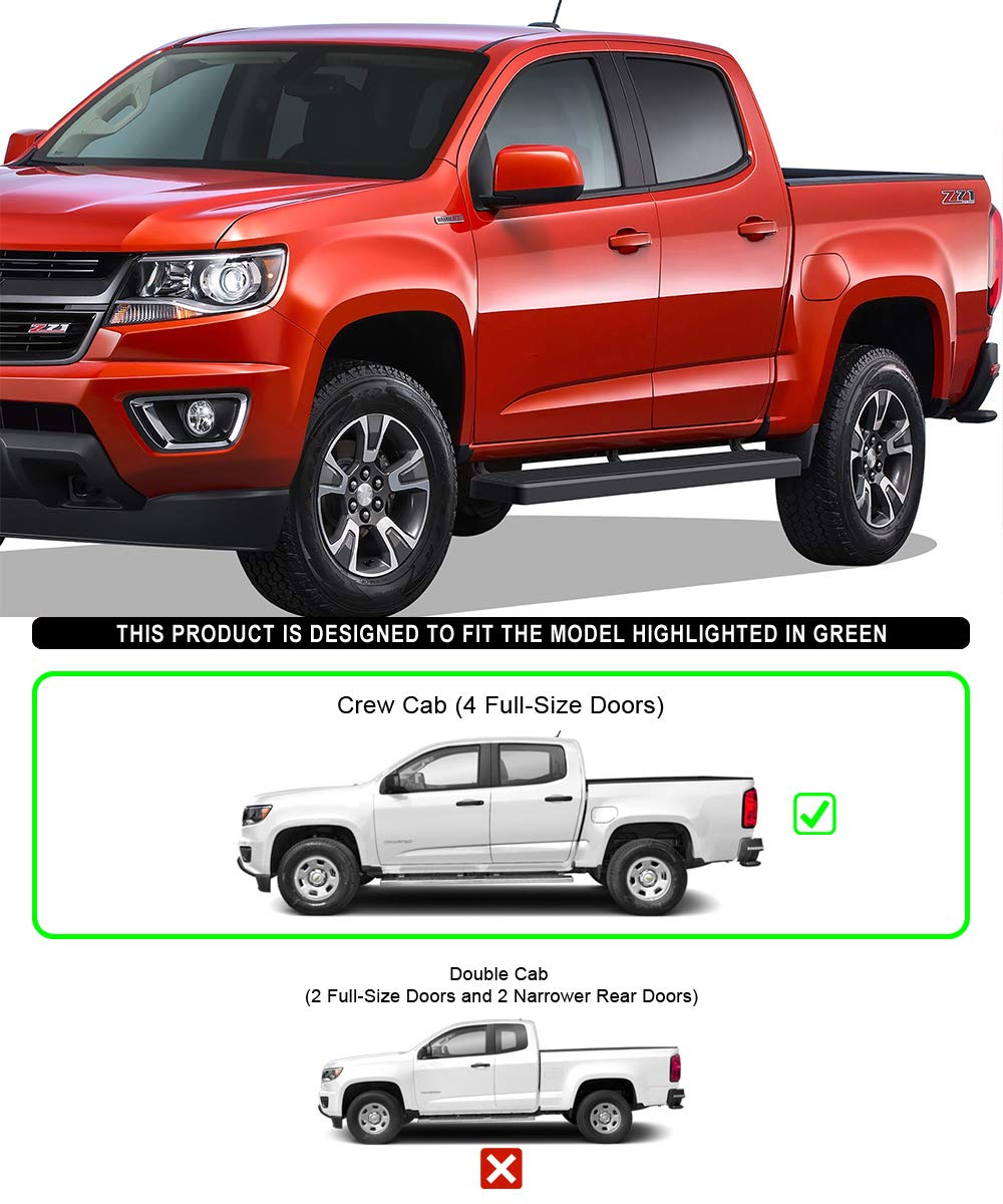 APS (Black 6 inches 304 Stainless Steel Running Boards Nerf Bars Side Steps Compatible with Chevy Colorado GMC Canyon 2015-2025 Crew Cab