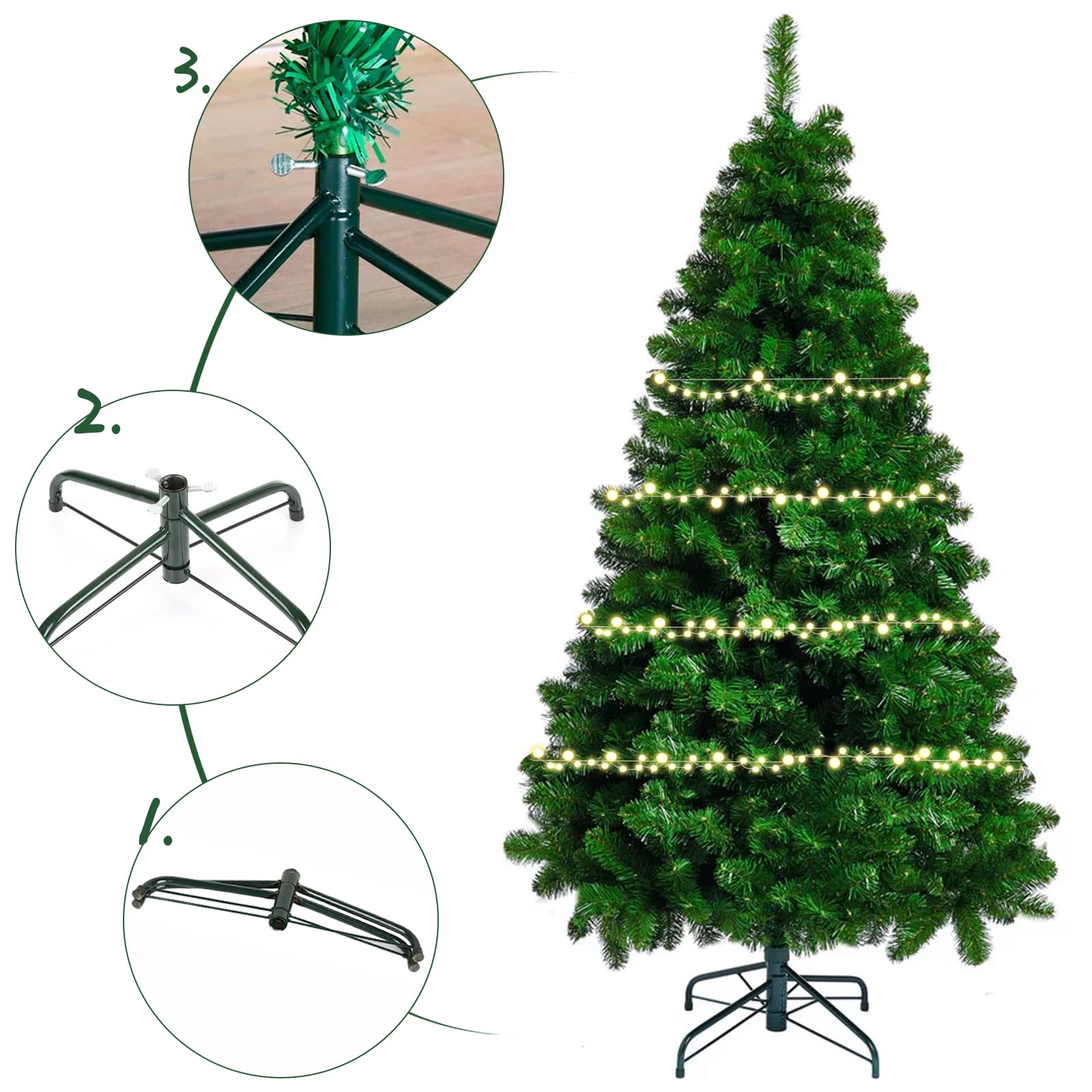 Hainue Supporto per Albero di Natale, Stabile Supporto per Albero di Natale, 35 cm, in Metallo con Piedini in Gomma, Grande per Interni ed Esterni, Decorazione Natalizia