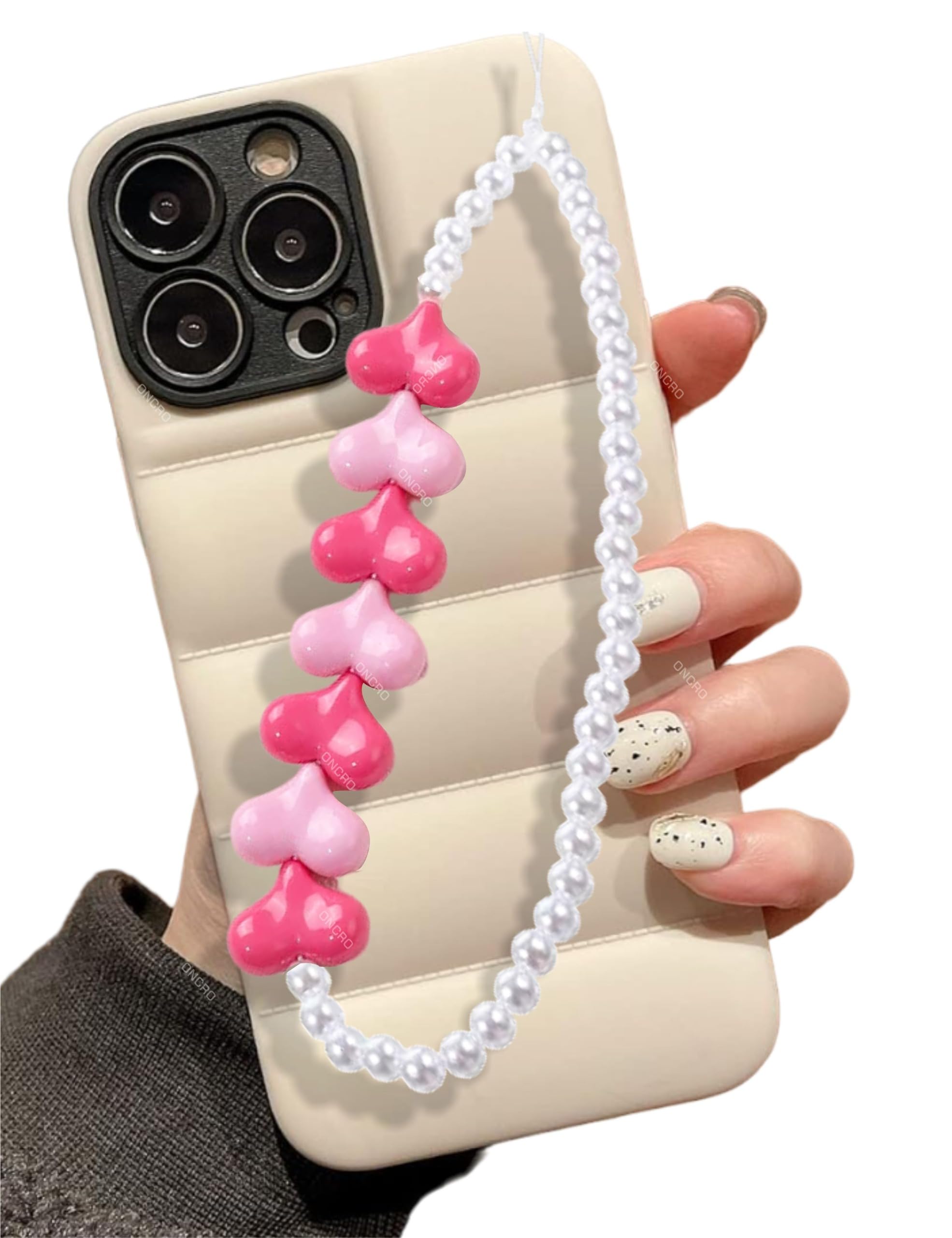 ONCRO® StrongWhite pearl Acrylic hot baby pink hearts phone charms hangings handmade aesthetic for mobile cover string jewelry good luck lanyard cute bracelet for women girls beaded cord wrist strap (B0CTQTS1NR) Amazon Price History, Amazon Price Tracker