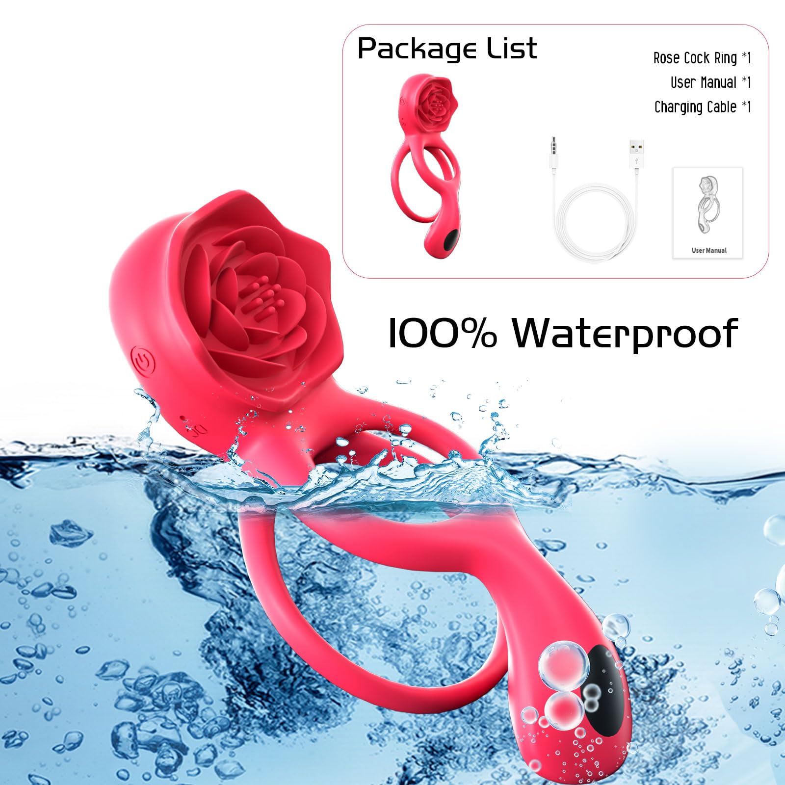 3 IN 1 Anillos Vibrador Pene con Cock Ring para Pareja, Juguetes Eróticos para Estimulador el Clítoris Mujer y Testicular Hombre, Silicone Masajeador con 9 Modos, Suave y Elástica, Duradero (YJT-029)