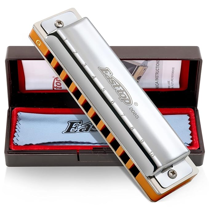 East top harmonica G, 10 Holes Diatonic Harmonica Key of G, blues harp