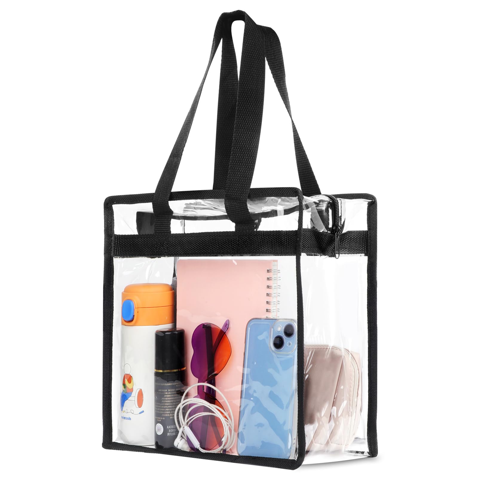 Hoiny Clear Bag for Stadium Events Approved, 12x6x12 Large Transparent Tote Bag with Zipper, Clear Bag Stadium Approved for Gym Concert Sports Festivals School