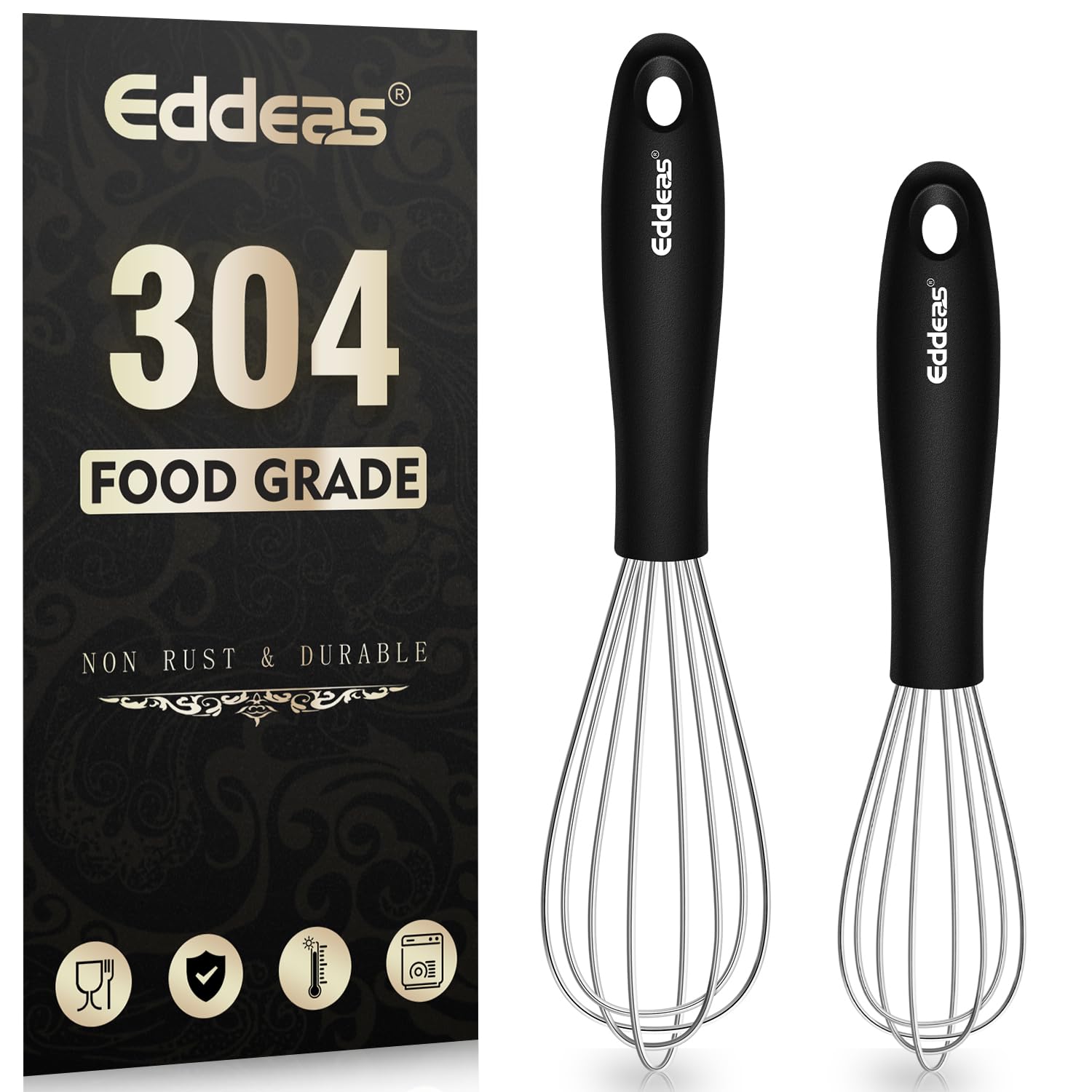 Mini Whisks - 600°F Heat Resistant Small Whisks For Cooking, Heavy Duty Stainless Steel Kitchen Balloon Tiny Whisk, Suitable for Egg, Espresso, Hot chocolate, sauces （7" & 5.5 inch ）