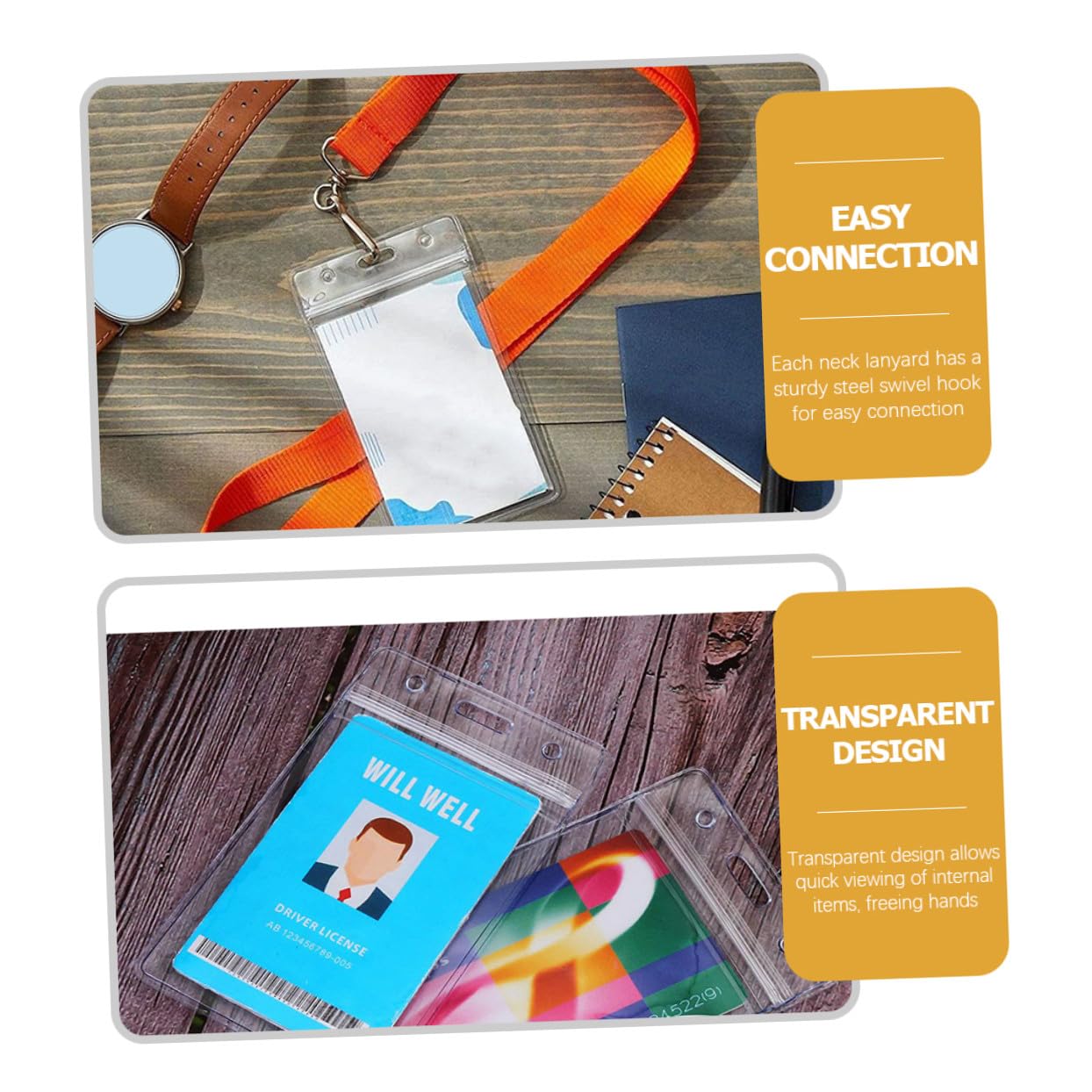LALAFINA 2sätze Transparentes Kartenetui Mit Lanyard Für Id-karten Teiliges Farben Für Mitarbeiter Studenten Veranstaltungen Und Robust