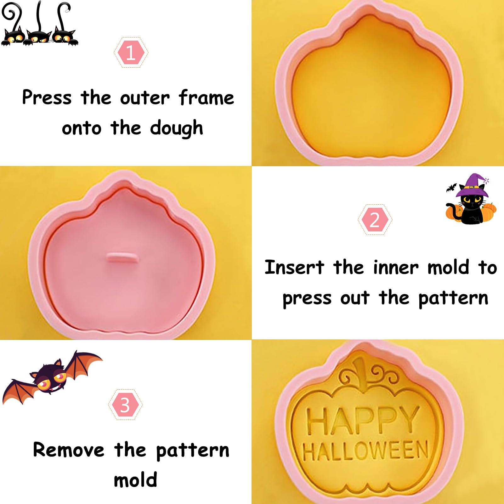 BGTLJKD 16 Pièces Emporte Pièces Halloween, 3D Emporte Piece Patisserie