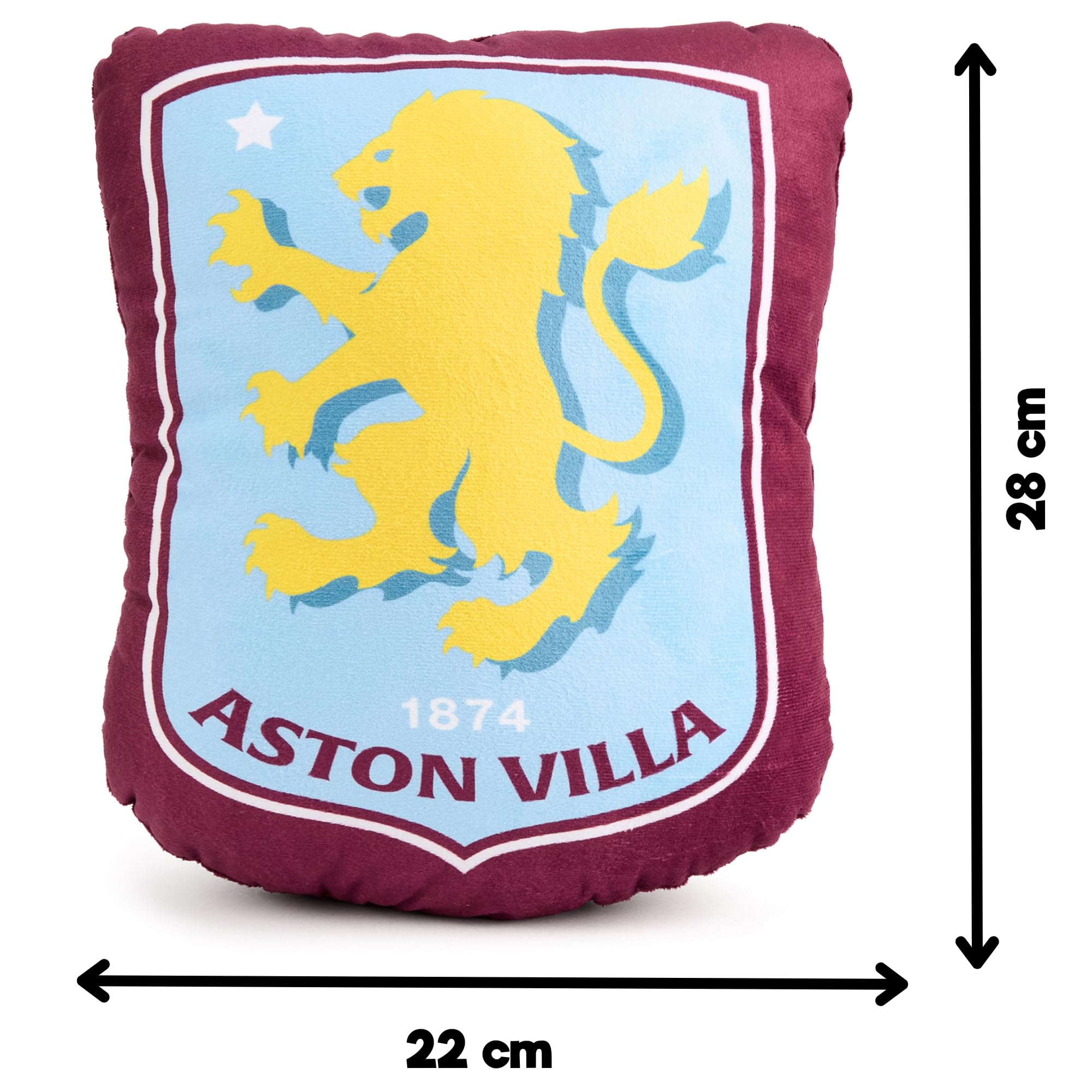 Aston Villa FC Crest Filled Plush Cushion, Official Licensed 28cm Soft Claret & Blue, 28 cm x 22 cm x 12 cm - Image 3