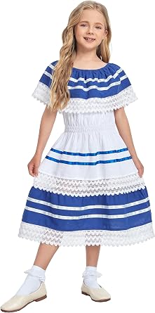 YZXDORWJ Mexican Girl's Fiesta Dress - Colorful Party Dress for Cinco de Mayo