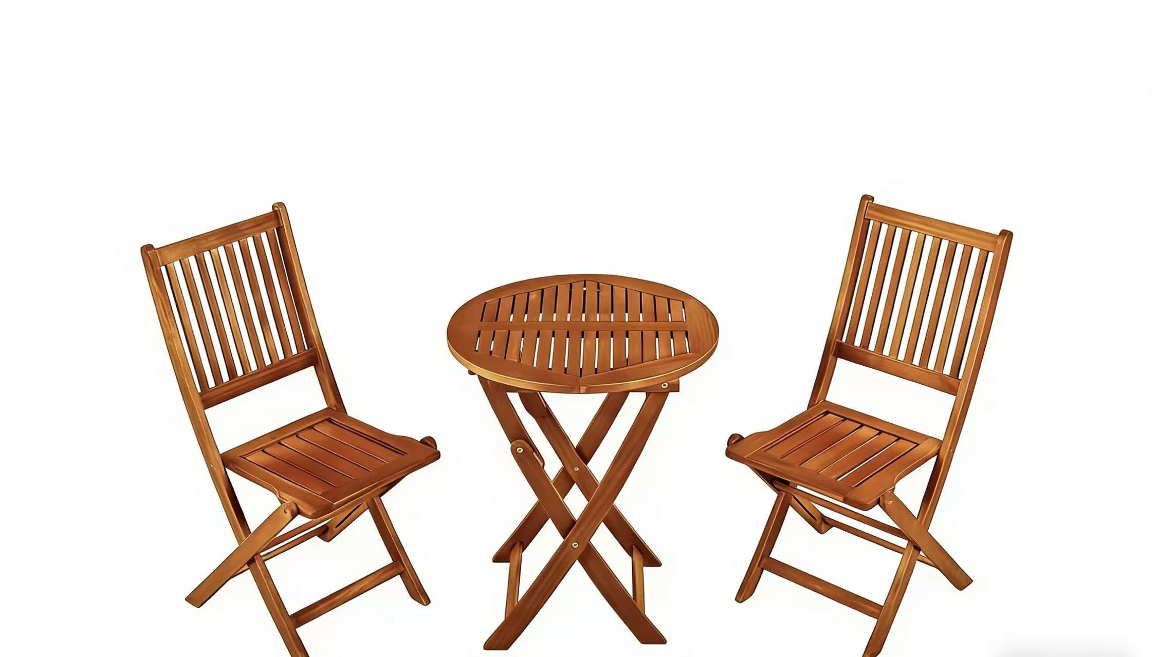 A ASPECT Katie Folding Garden Balcony 3 Pieces Bistro Set,100% FSC Acacia Wood