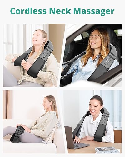 Miniatura 5 de Medcursor Masajeador de cuello con calor para aliviar el dolor de tejido profundo, recargable, masajeador shiatsu de cuello y hombros, regalo ideal