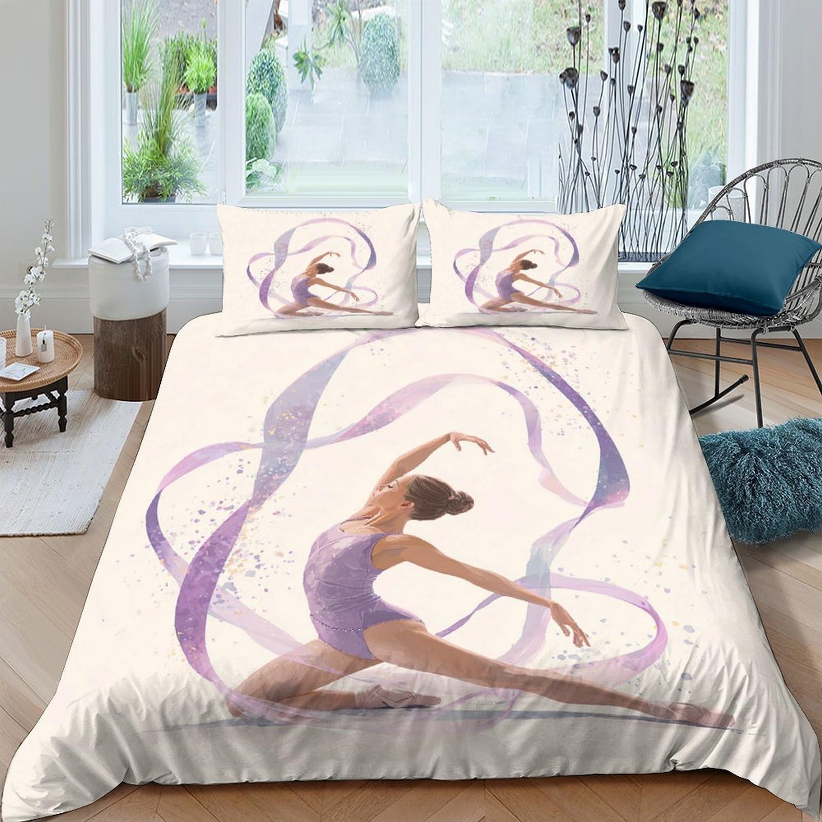 Ctjqhvkz Style-10 3D Printed Ballerina Ribbon Fitted Sheet Microfiber Soft Matte Ballet Art Mattress Cover For Bedroom Guest Room Decor Single（135X200cm）
