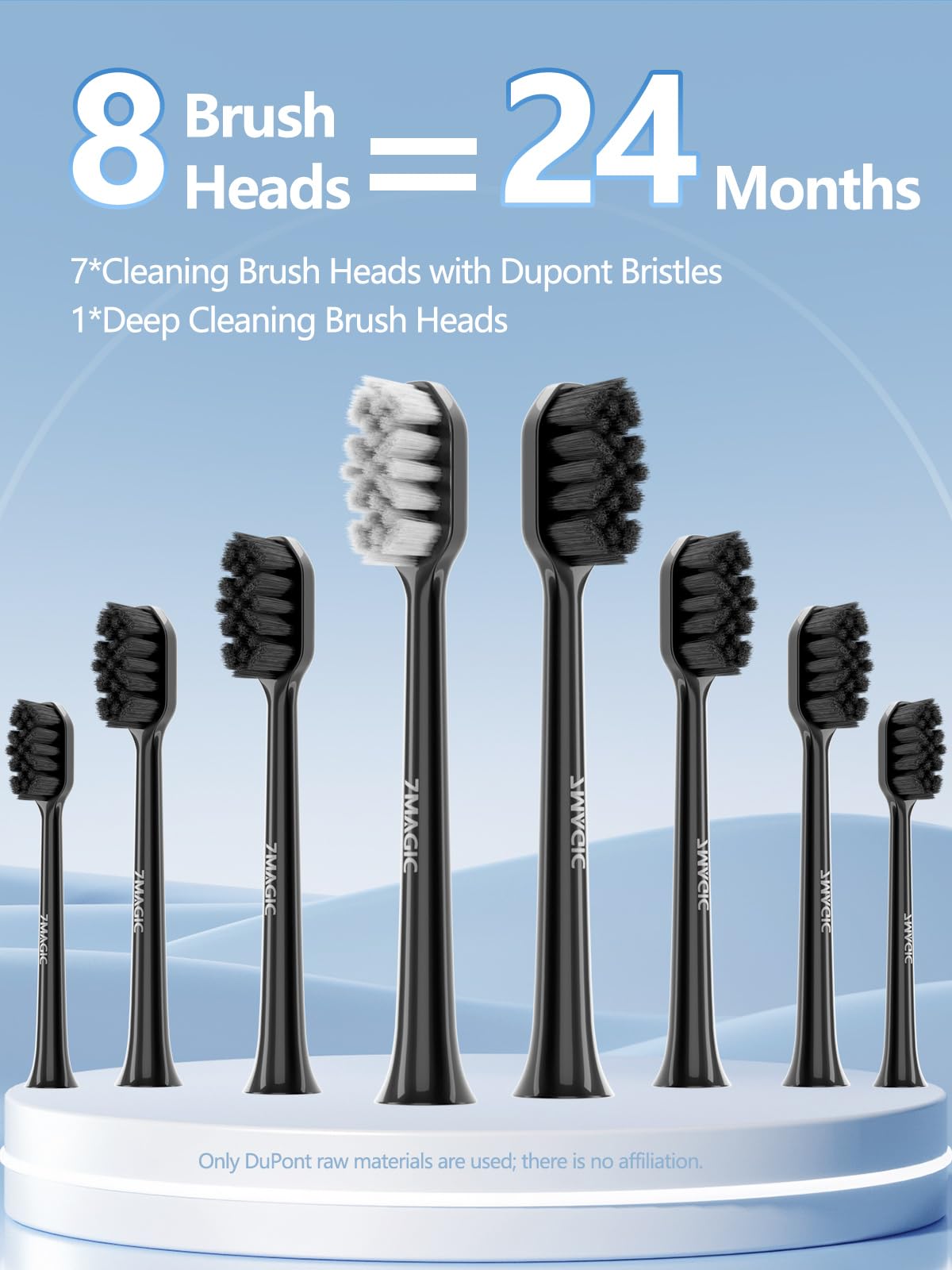 7MAGIC Sonic Electric Toothbrush for Adults and Kids - Up to 180 Days Runtime, 42000 VPM Powered Toothbrush, 5 Modes & 3 Intensities for Sensitive Teeth & Braces, Includes 8 Brush Heads, Black
