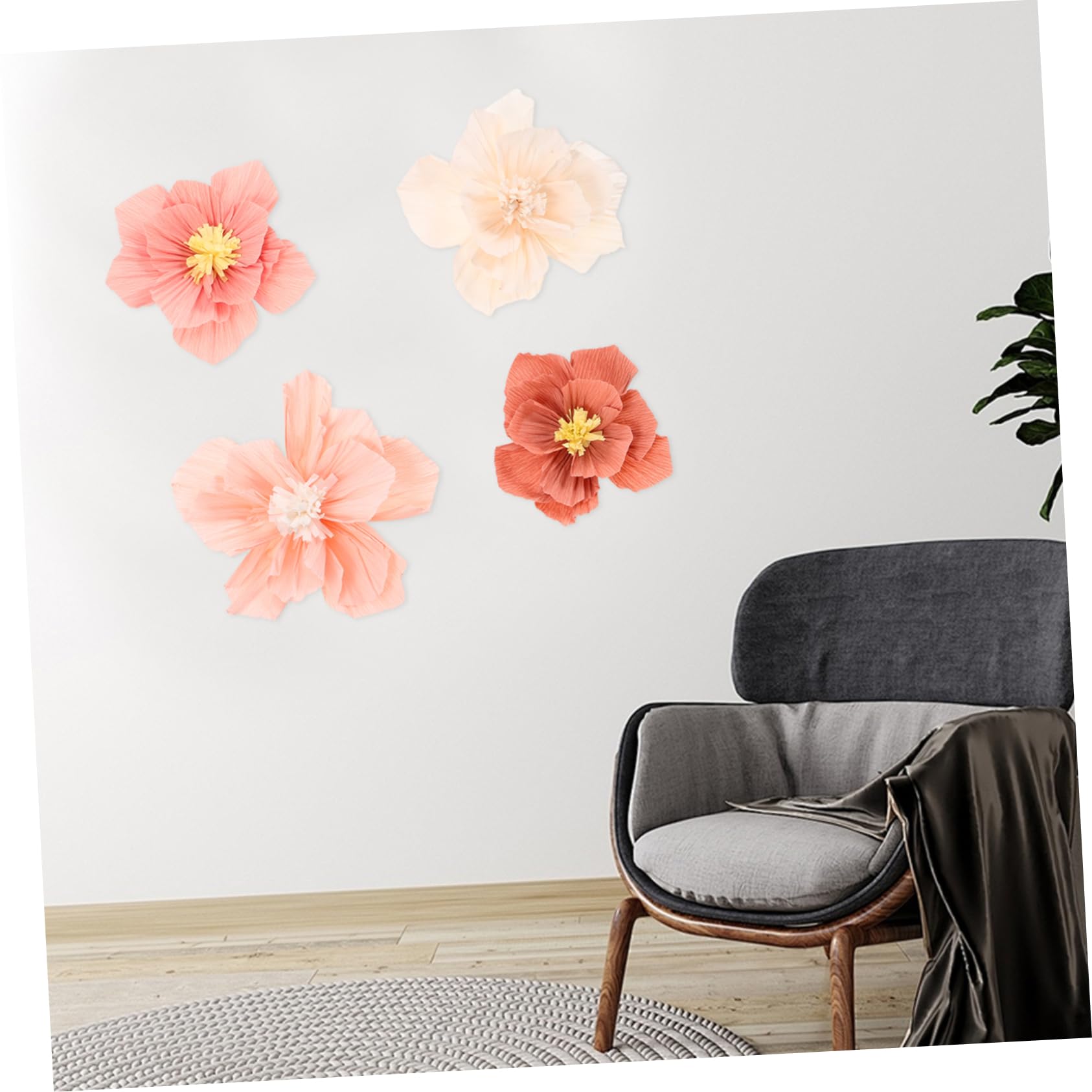 Ciieeo 24 Pièces Décoration Murale Fleurs Papier Crépon Lot de Fleurs Papier pour Mariage Anniversaire et Événements Décorations Faciles à Installer