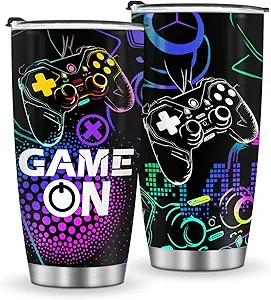 Jekeno Gamer Mug Tumbler Boys Gifts - Gaming Gamepad Presents for Kids Teens Men Son Dad Boyfriend Husband Father Easter Birthday Christmas Video Game Controller Cup 20oz Stainless Steel