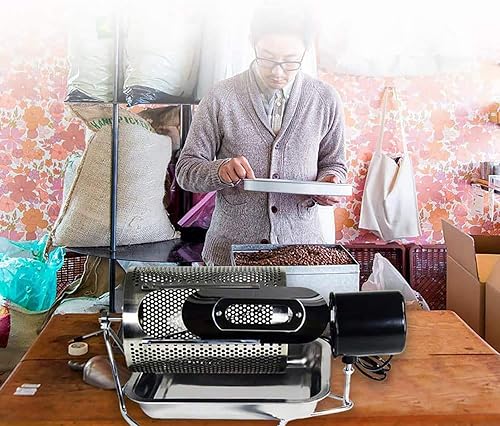 Miniatura 7 de Tostador eléctrico en grano de café, capacidad 3.53-8.82oz, 30 RPM1 minuto, calefacción uniformementecon agujeros, para oficina en casa y cocina