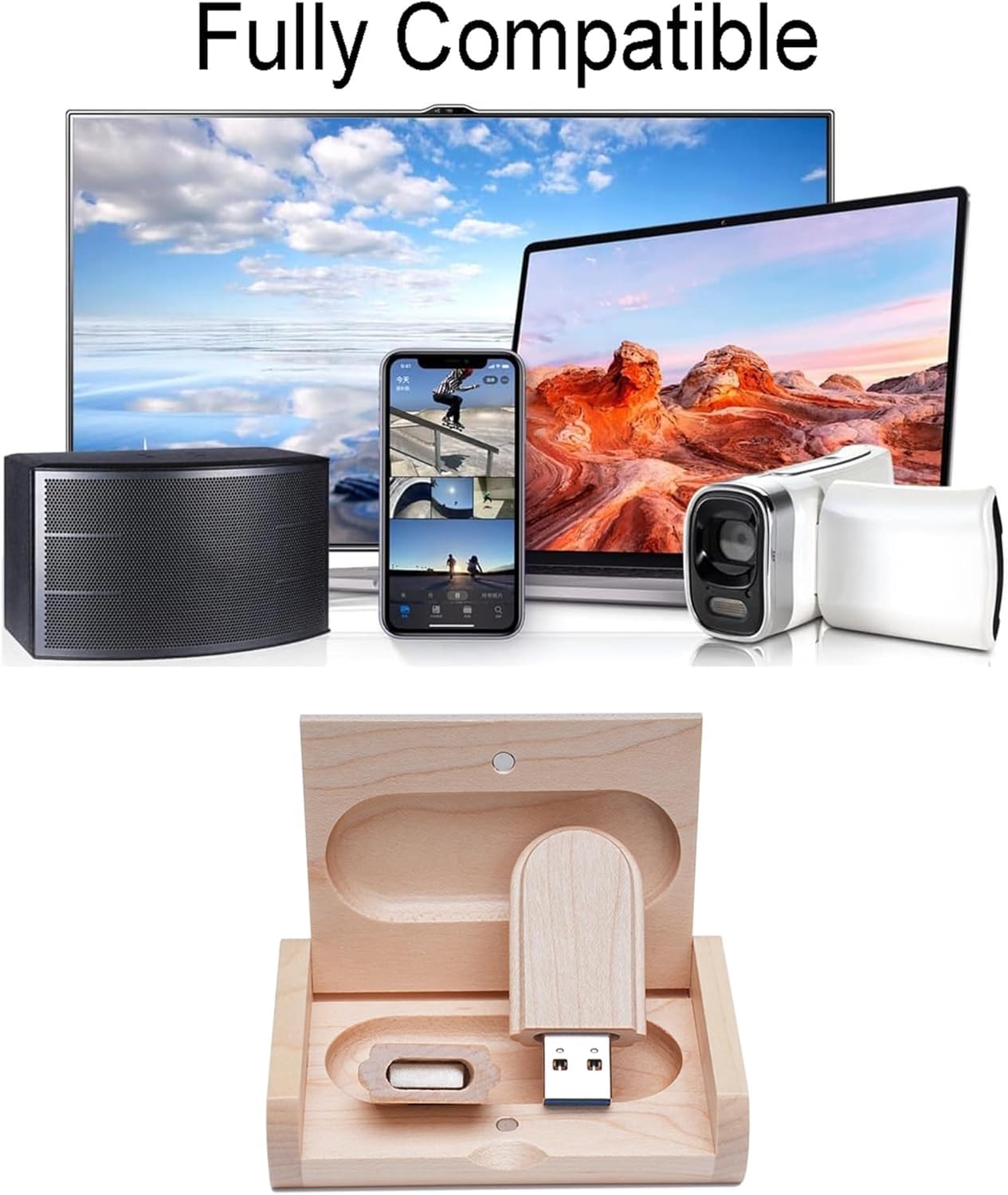 USB-Stick aus Holz, 8 GB, USB 2.0, Speicherstick, Datenspeicherung, Geschenk, mit Holzbox, 10 Stück