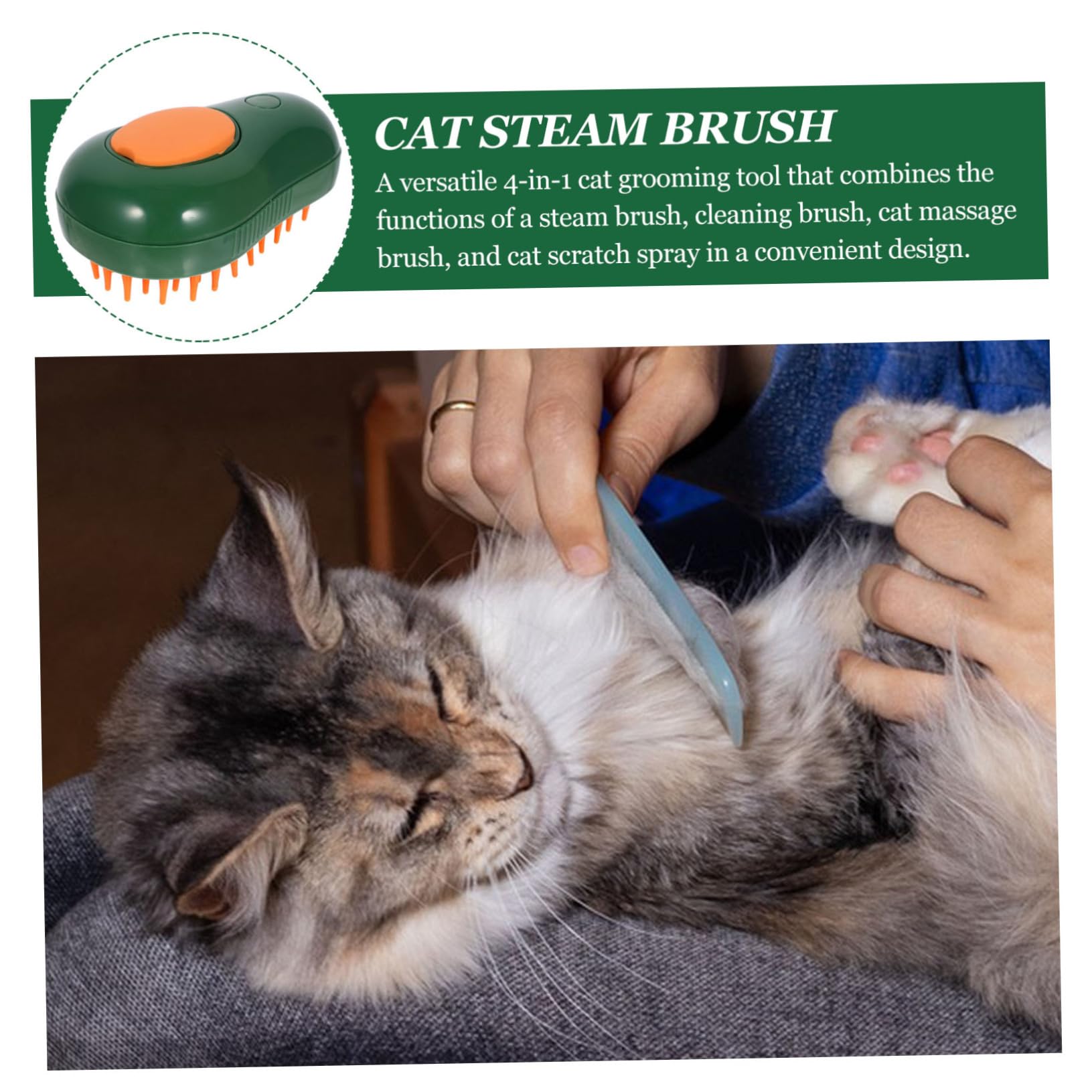 Mipcase 4pièces Brosse à Vapeur Pour Brosse De Toilettage Auto-nettoyante Avec Spray De Massage Pour Animaux Élimine Poils Lâches Facile à Utiliser Et Ergonomique