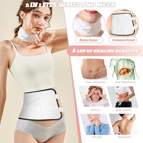 Miniatura 4 de Paquete de 2 envolturas de aceite de ricino, paquete de aceite de ricino reutilizable, franela de algodón orgánico para desintoxicación del hígado,