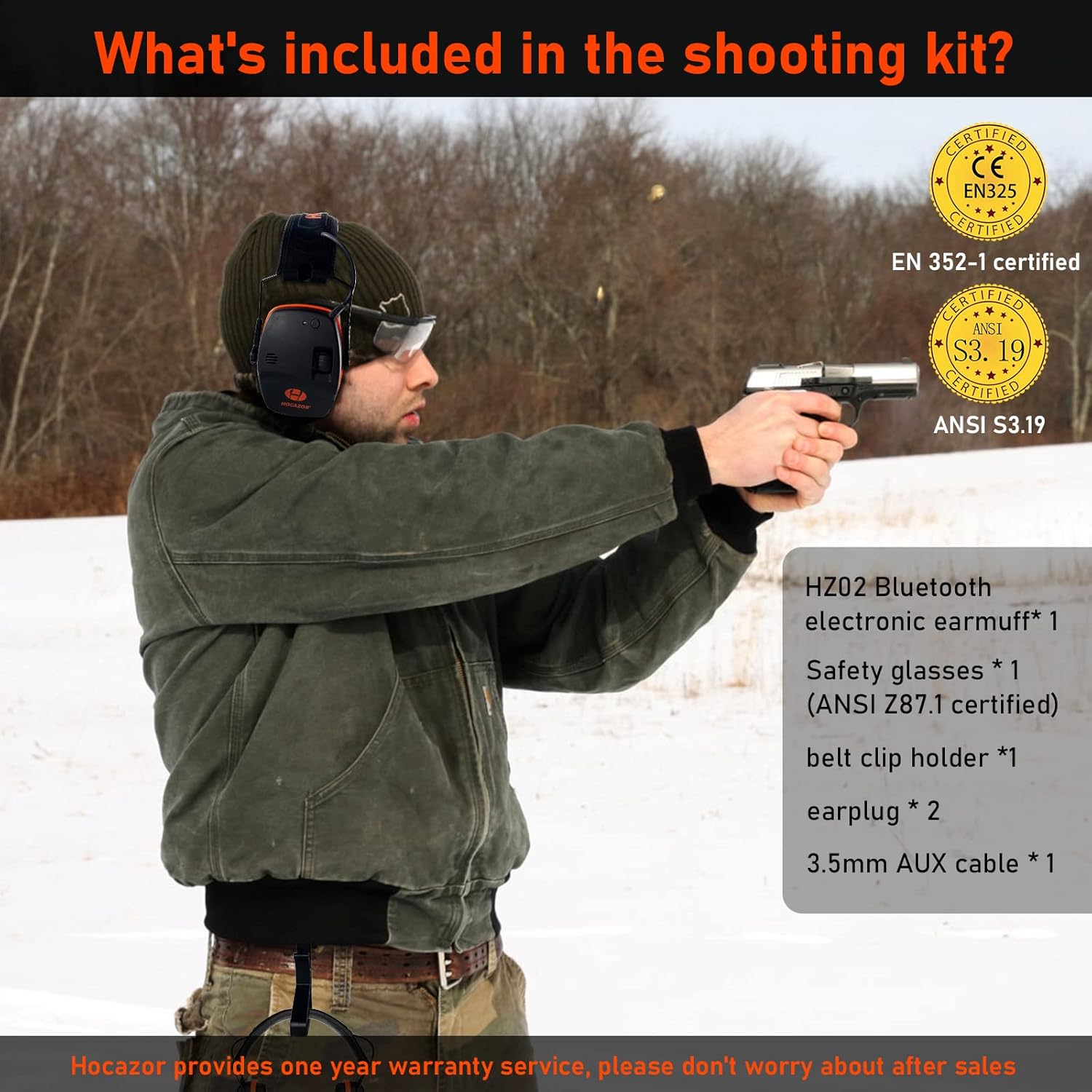 Hocazor Bluetooth Shooting Ear Protection with Sound Amplification, Slim Noise Canceling Hearing Protection Electronic Muffs for Shooting Hunting and Range HZ02 : Sports & Outdoors