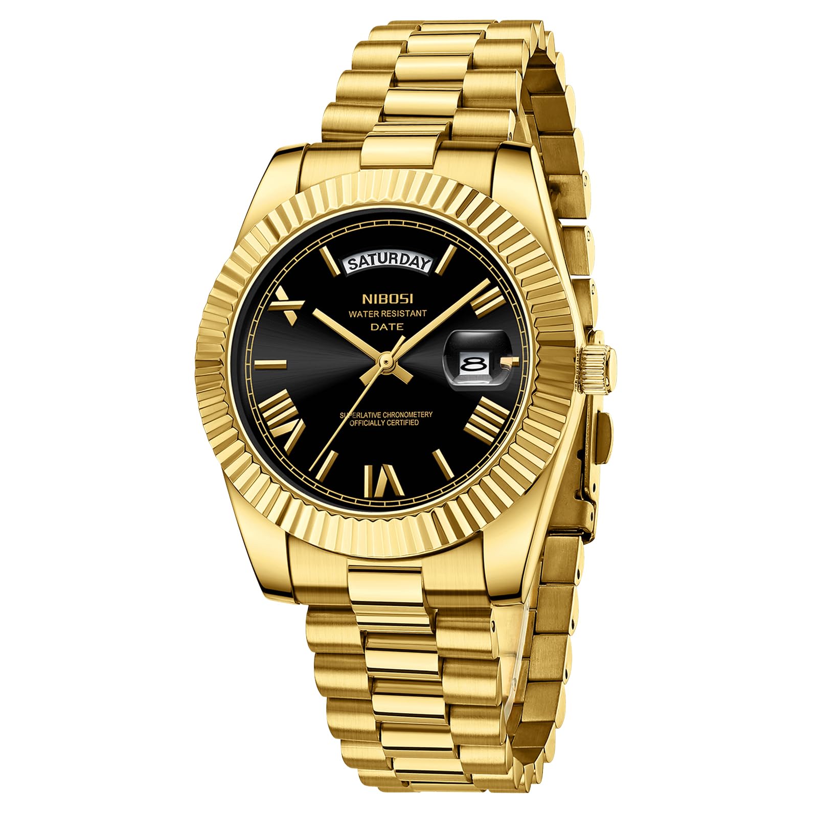 NIBOSI Herrenuhr Armbanduhr Herren Analoge Quarzuhr Edelstahl Uhren für Herren Männer wasserdichte Business Casual Klassiker Watch mit Tag und Datumsanzeige