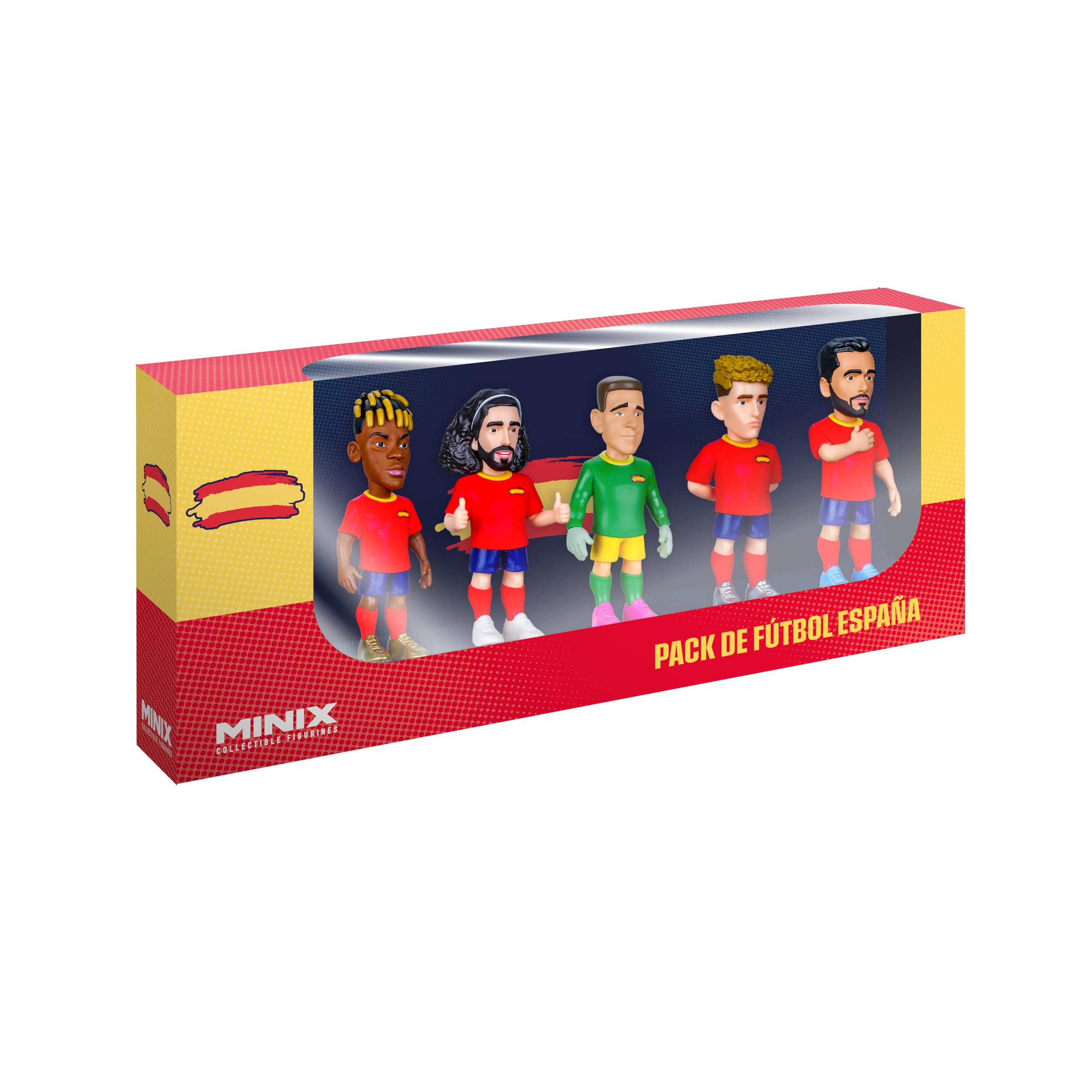 MINIX - Football Stars - Coupe du Monde - Pack - Espagne - 5 Figurines - Figurine à Collectionner 7 cm (Fermín, Williams, Merino, Cucurella, Simon)