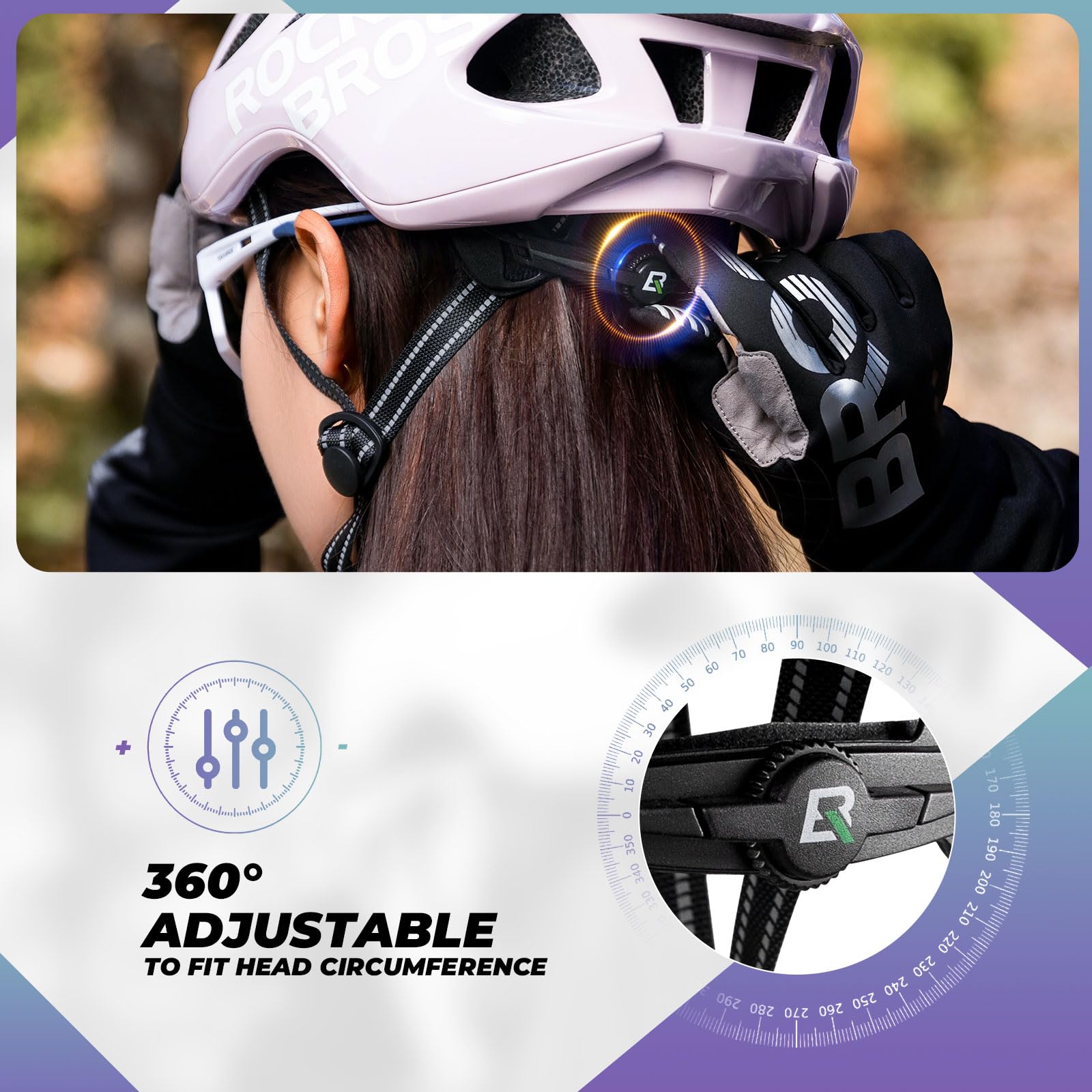 ROCKBROS Fahrradhelm Herren Damen Radhelm Rennradhelm 58-62cm Einstellbare Cityhelm Allround-Helm Belüftung Unisex Erwachsene