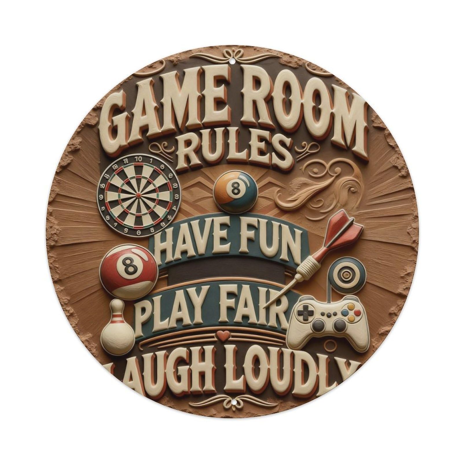 Zlatcbu Vintage Game Room Rules Decor Metal Tin Sign Retro Wall Art Poster, Decor For Home Living Room Bar Cafe Garage, 8X8 Inch
