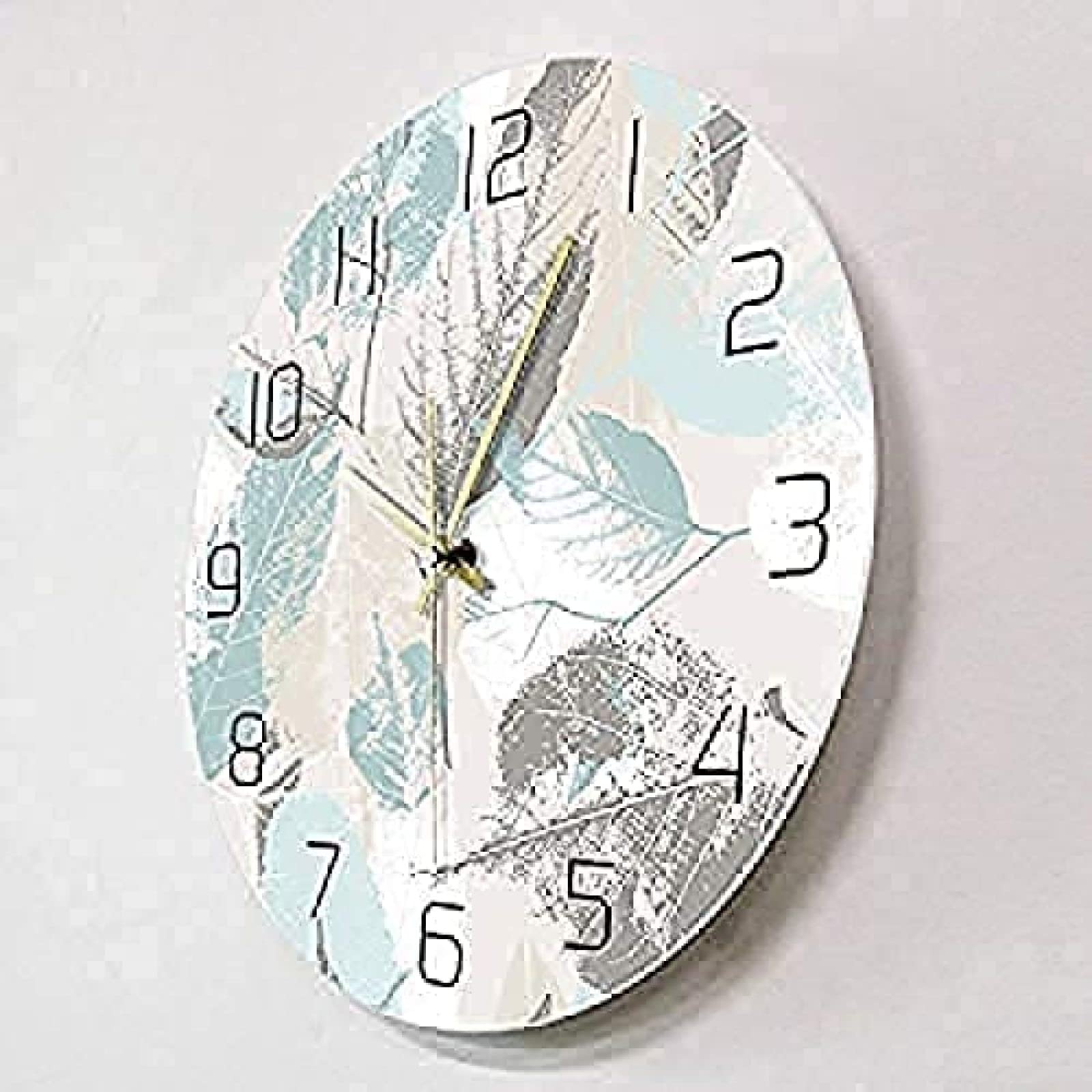 Funlucy Moderno orologio da parete rotondo paesaggio montagna prato campo natura silenzioso senza ticchettio orologi da parete per cucina, ufficio, orologio da appendere retrò, 35,5 cm