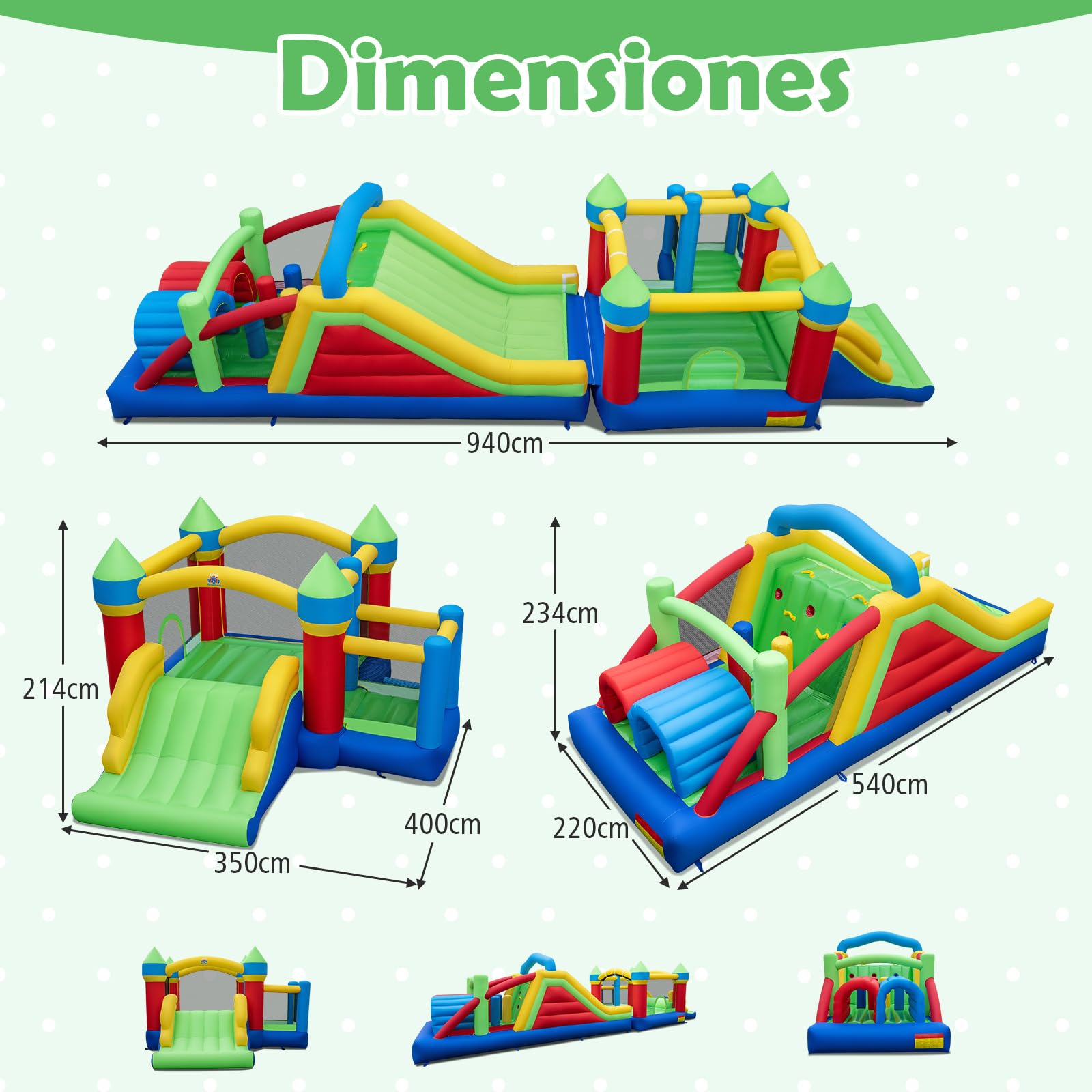 COSTWAY 6 en 1 Castillo Inflable con Toboganes Dobles y Casa de Salto para Niños