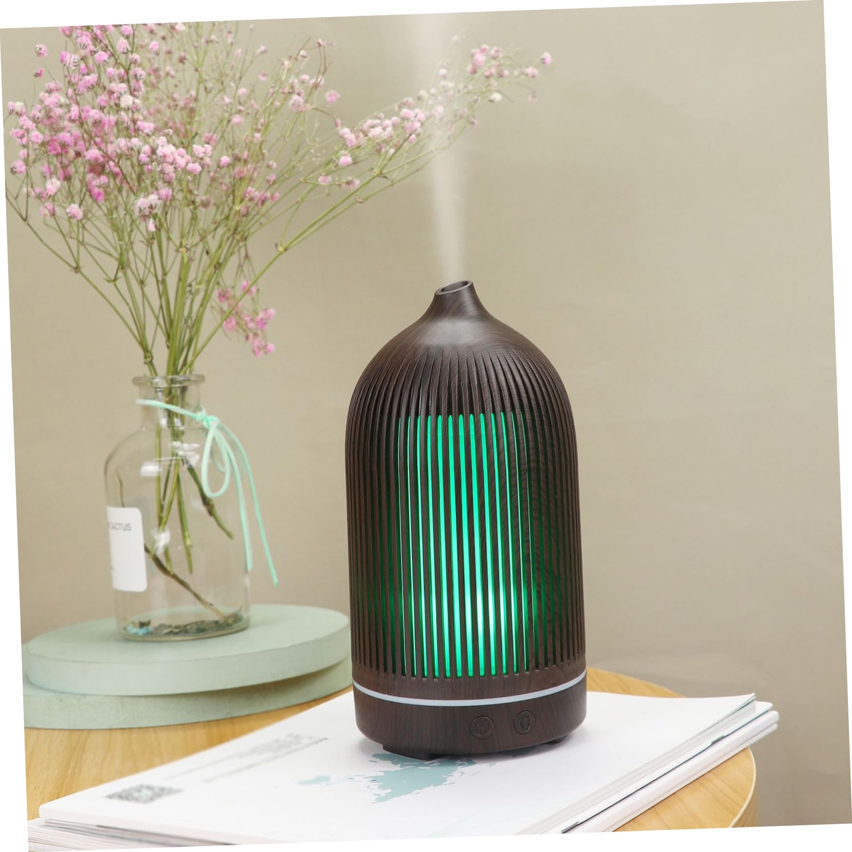 Mini Humidificador de Escritorio 5v Negro, Difusor de Aceites | 1 Pieza, Pp Abs Madera, Portátil Temporizador, para Oficina y Habitación Infantil