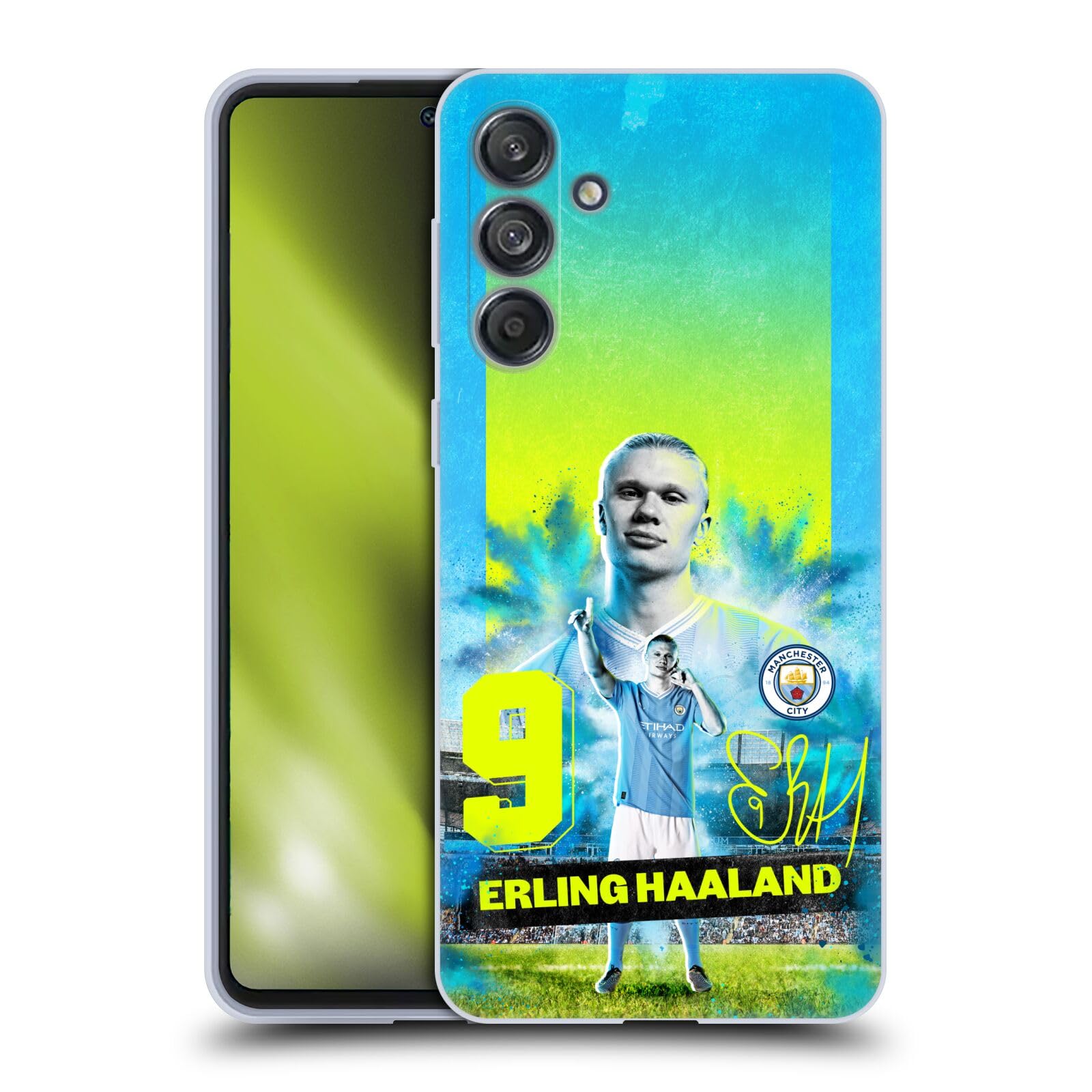 Head Case Designs Officially Licensed Manchester City Man City FC Erling Haaland 2023/24 First Team Gel Case [Military Grade Protection] Compatible With Samsung Galaxy M55 5G