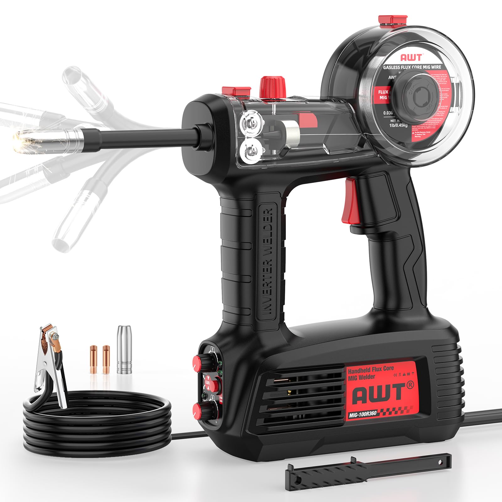 100A Handheld MIG Welder Machine,110V portable MIG Weld with 360°Mig Torch