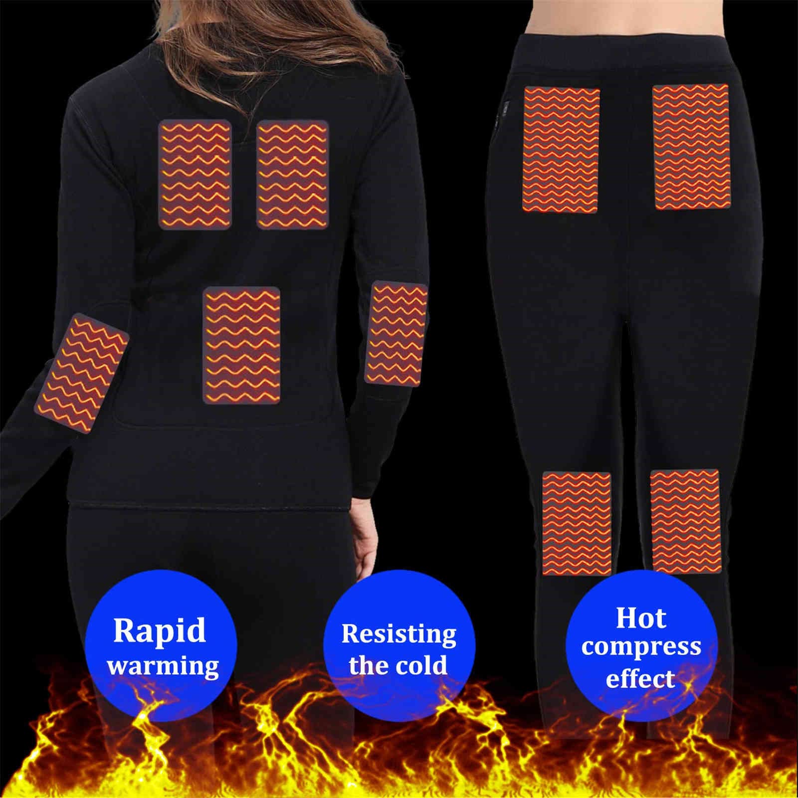 Conjunto de Ropa Interior calefactable para Hombre Leggings USB + Parte Superior térmica Leggings con Forro Polar Ropa calefactora Lavable para Exteriores (Gris M) (Gris M)