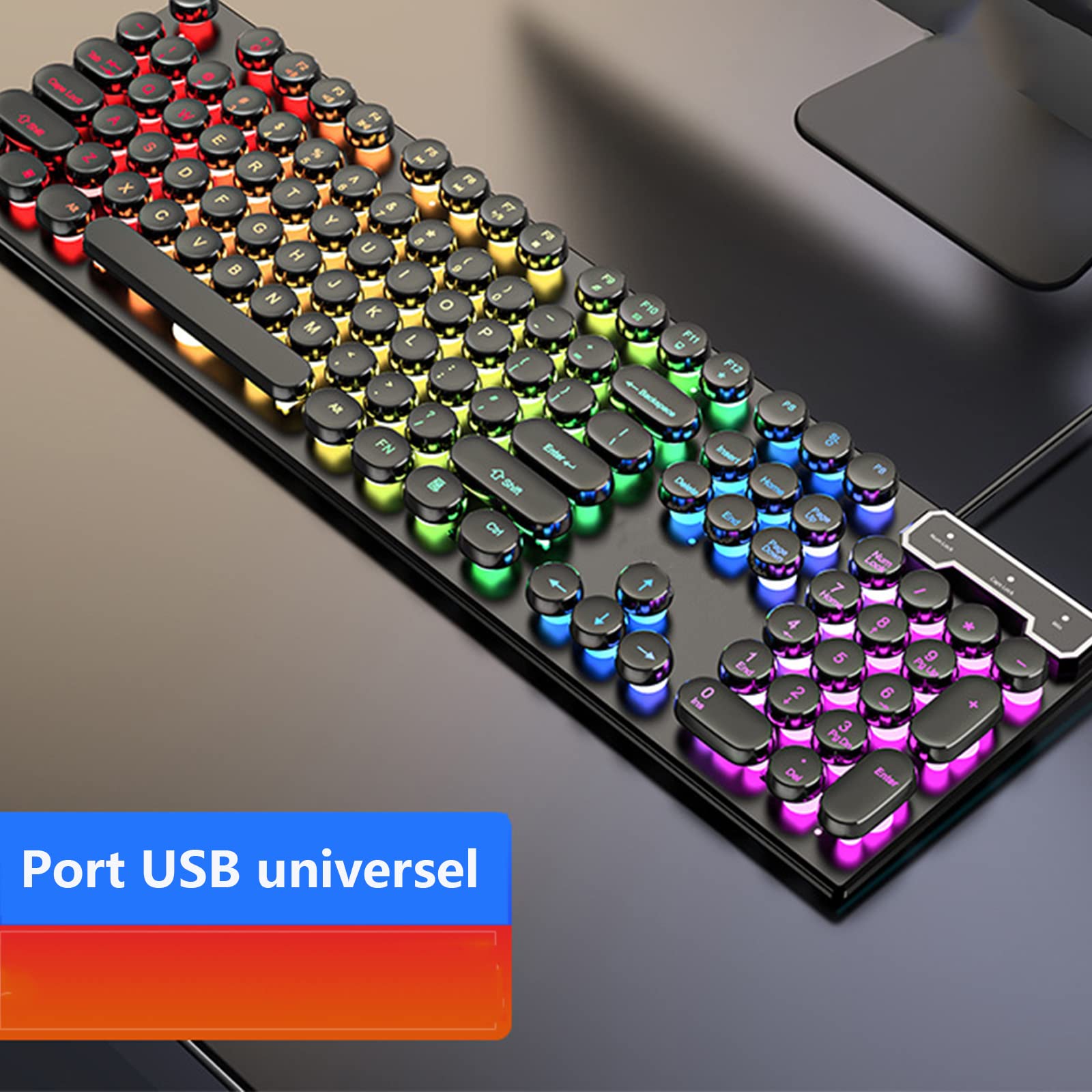 ADMLZQQ Klawiatura Gamer TKL 104 klawisze przewodowe USB, wielokolorowe podświetlenie LED - klawiatura gamingowa