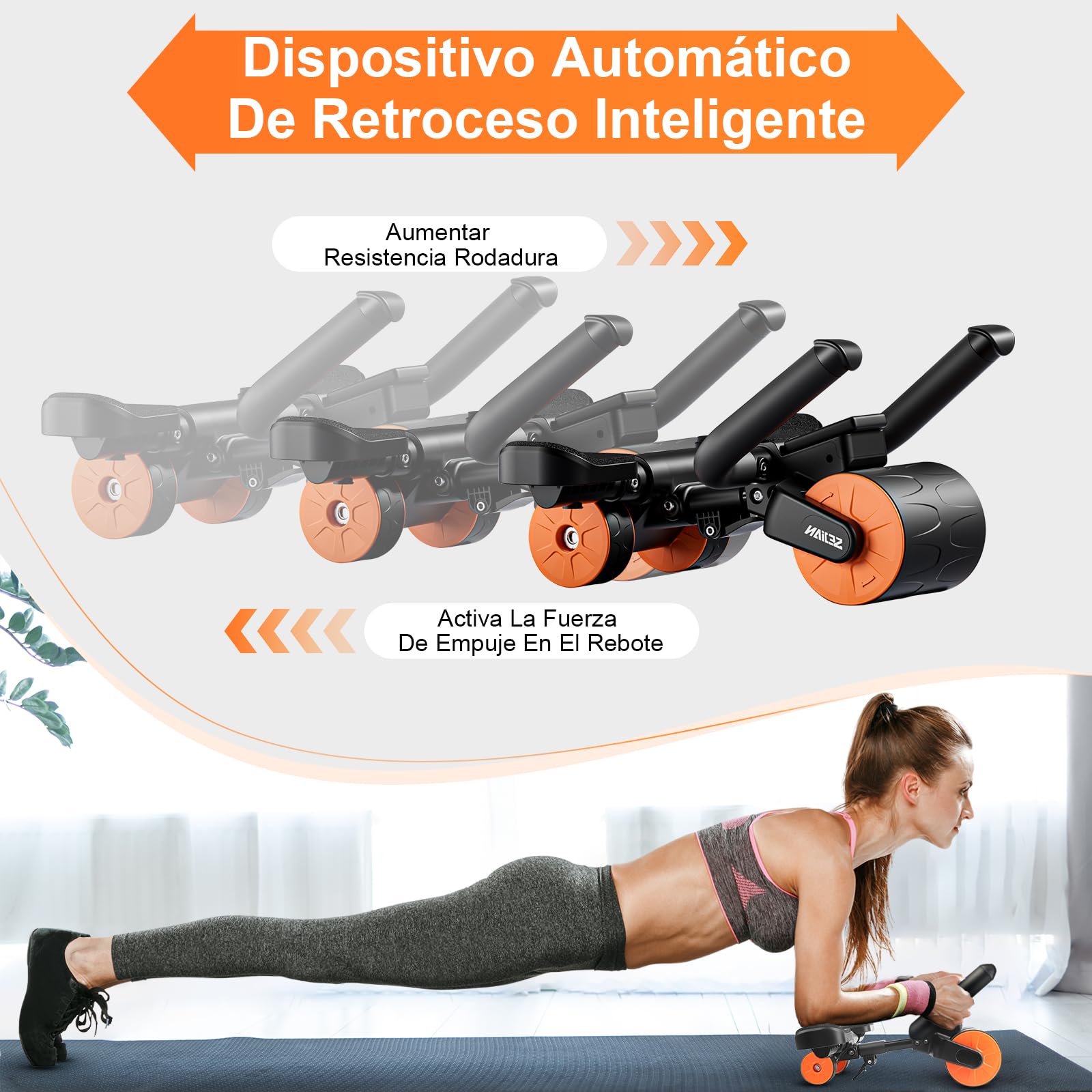 Rueda Abdominal de Rebote Automático, Rodillo Abdominales Fitness, Abs Maquina Abdominales En el Gimnasio y en Casa, Deporte Ejercicio Para Hombres y Mujeres