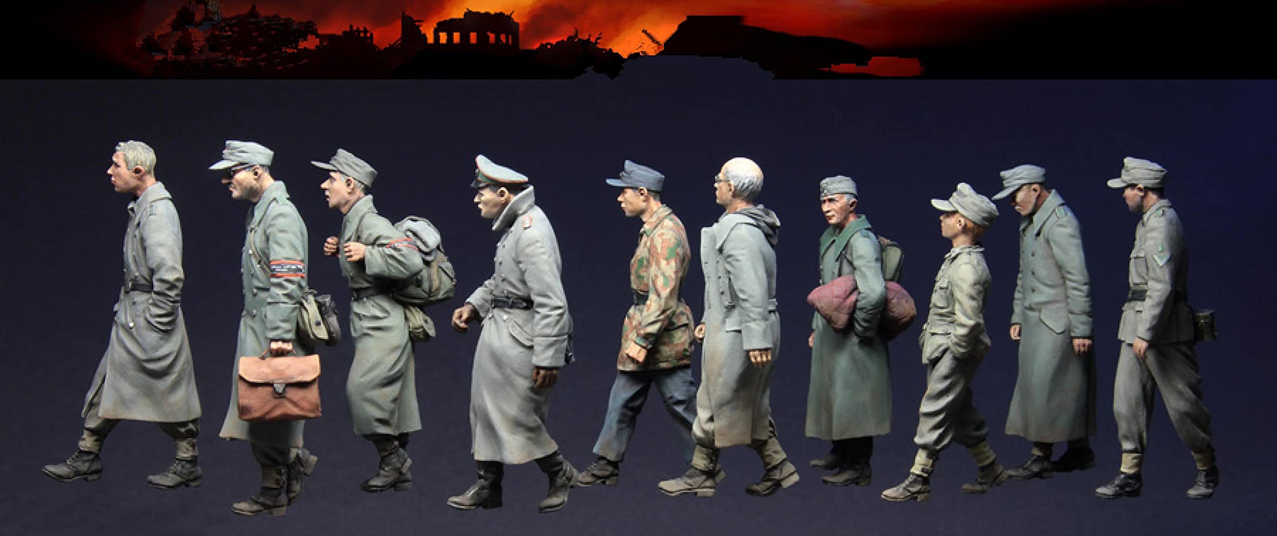 Risjc 1/35 WWII Prisoners of war (10 People) Resin Figure Model unpainted unassembled Miniature Model kit/R17307