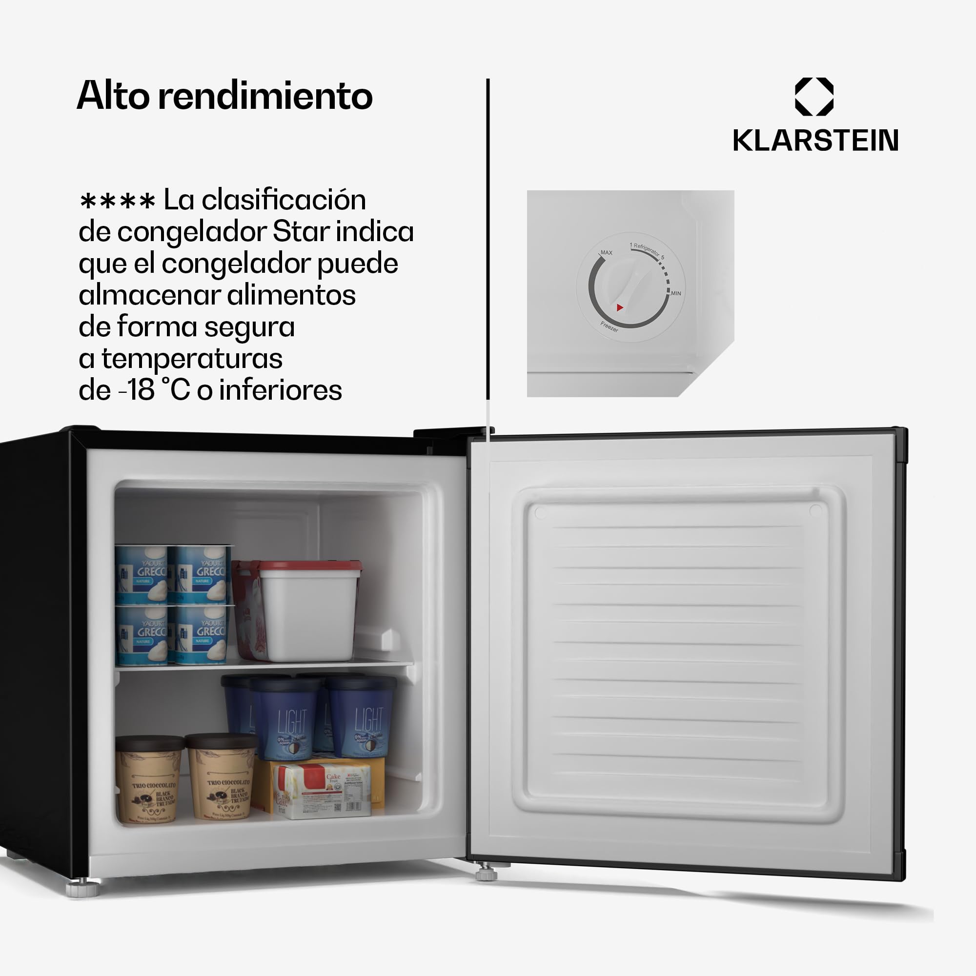 KLARSTEIN Irene Mini Nevera, 31L Nevera/Congelador Compacto Con Temperatura Ajustable -24°C A 10°C, Eficiente Energéticamente, Silencioso 38 Db Para Dormitorios & Espacios Pequeños