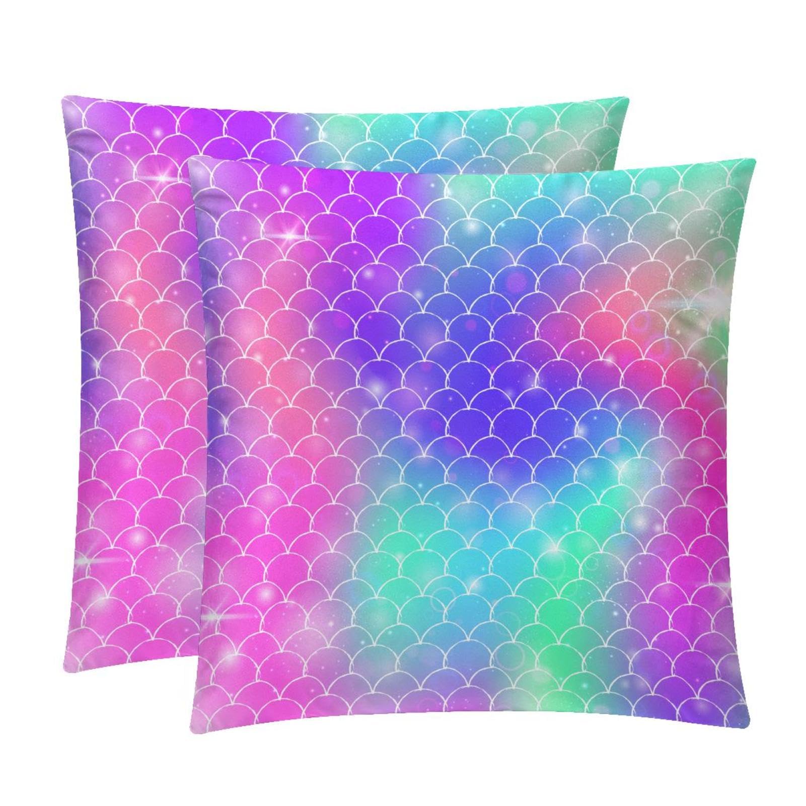 TDGKPZ Colorful Mermaid Scale Throw Pillow Covers 2 Pack Cushion Cases Decorative Pillow Cases Home Decor 45x45cm
