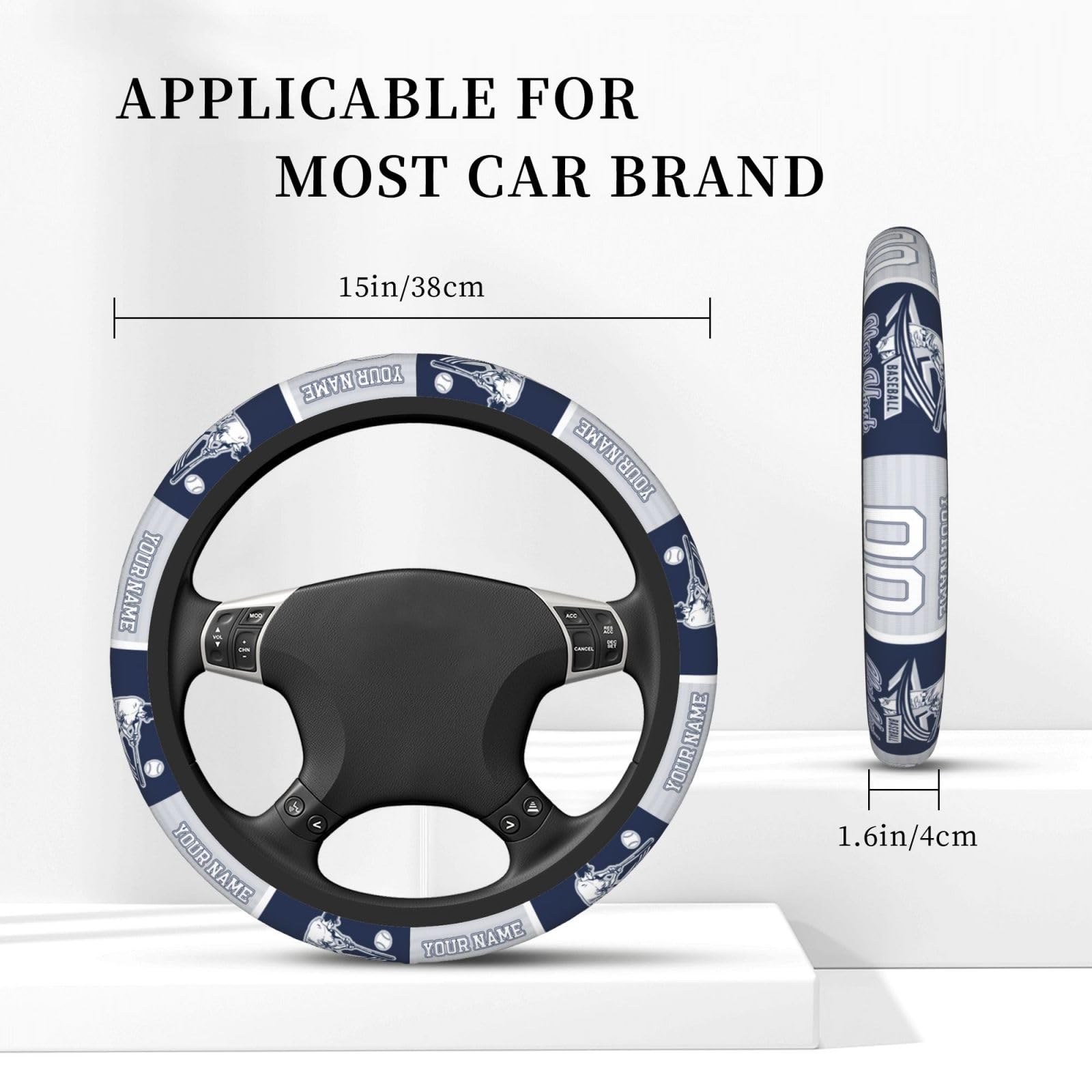 Custom New York Y Car Steering Wheel Covers,Personalized Fan Gift with Name Number Anti Slip Elastic Car Accessories, Universal Fit for Most Car,SUV,Truck