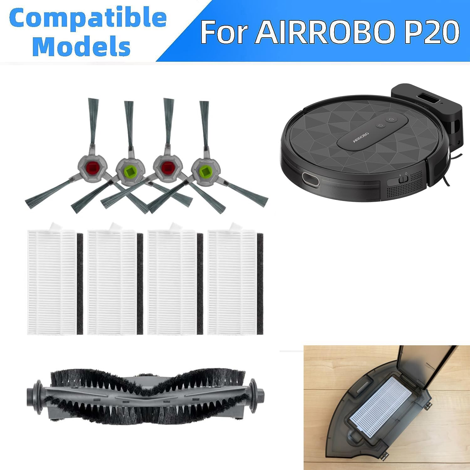 Kit De 4 Filtres De Rechange Pour Aspirateur Robot P20 - Filtration Fine - Pour Un Air Plus Sain - Remplacement Recommandé Tous Les 1-2 Mois