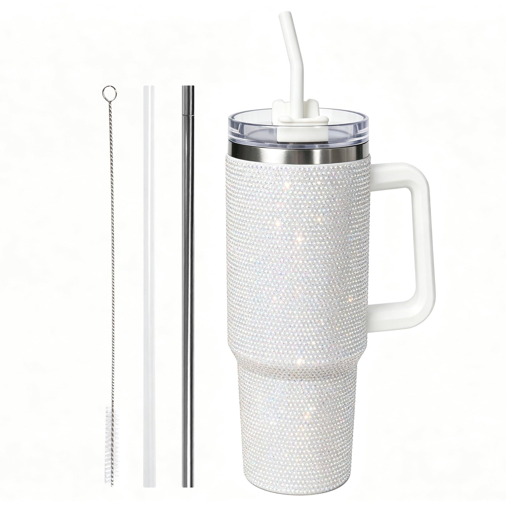 Love-KANKEI 40oz Bling Rhinestone Insulated Tumbler with Straw and Lid
