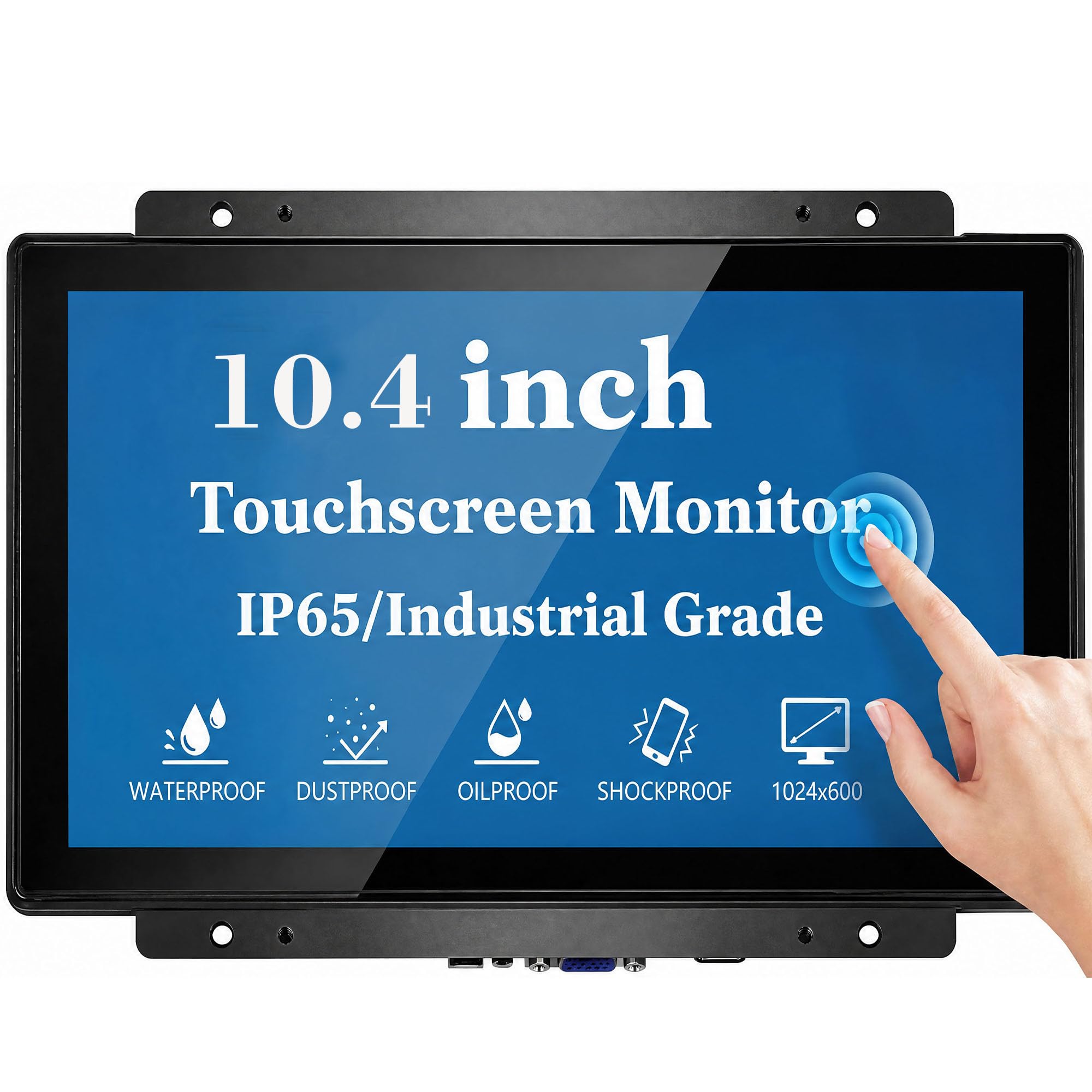 10.4 Inch Open Frame Touchscreen, 1024x768,4:3,Waterproof,VESA+Panel Mount, for Kiosk, Automation, POS,Vending, and Digital Signage 7x24h Work