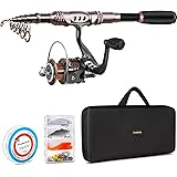 PLUSINNO Fishing Rod and Reel Combos Carbon Fiber Telescopic Fishing Pole with Reel Combo Sea Saltwater Freshwater Kit Fishing Rod Kit